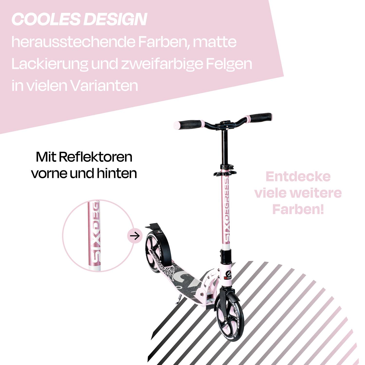 SIX DEGREES Aluminium Scooter 205 mm pastellrosa
