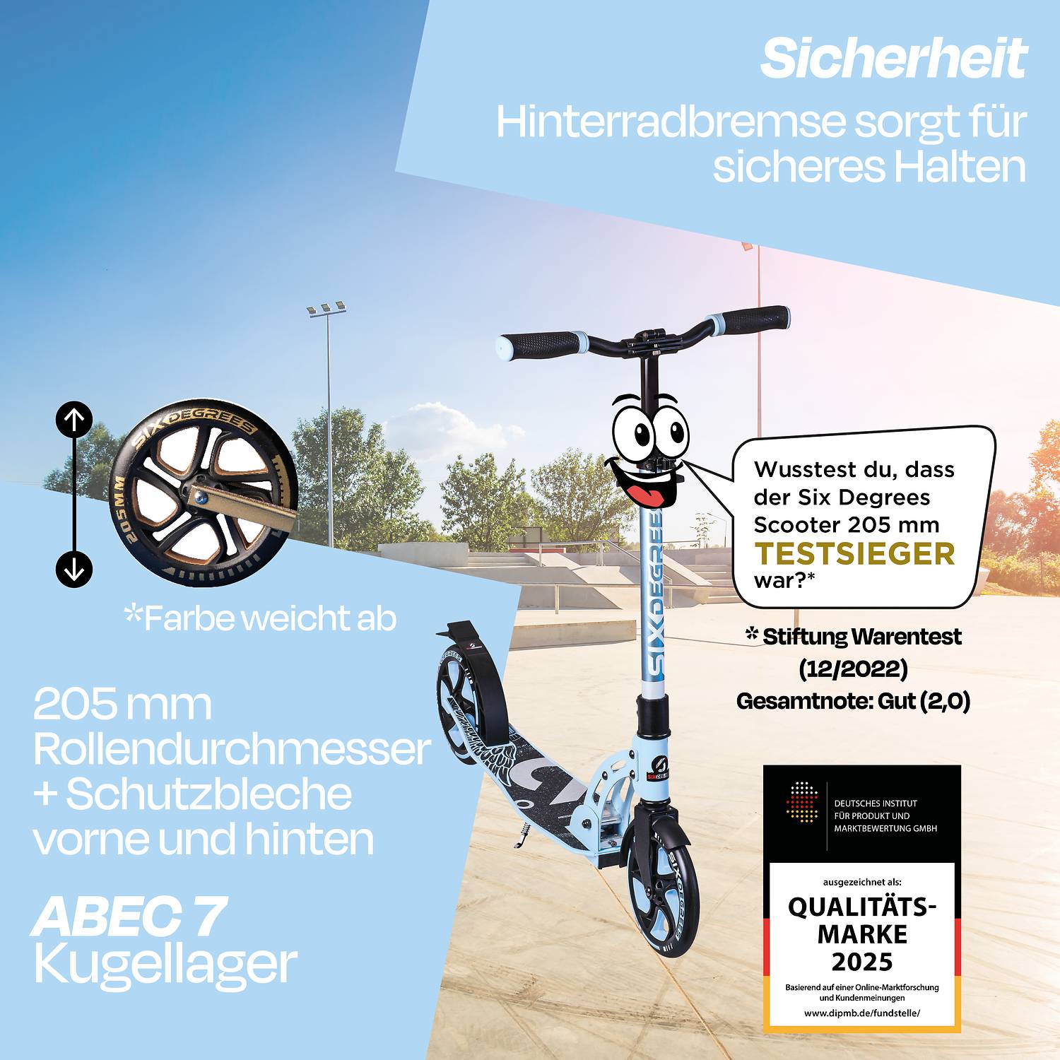 SIX DEGREES Aluminium Scooter 205 mm pastellblau