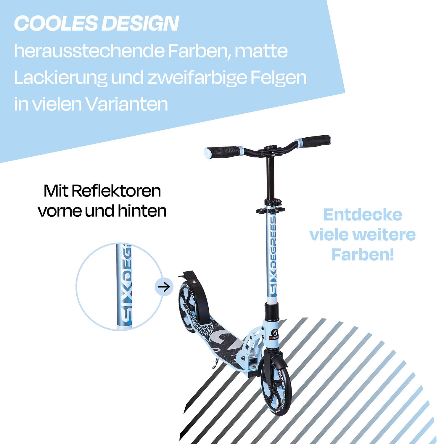 SIX DEGREES Aluminium Scooter 205 mm pastellblau