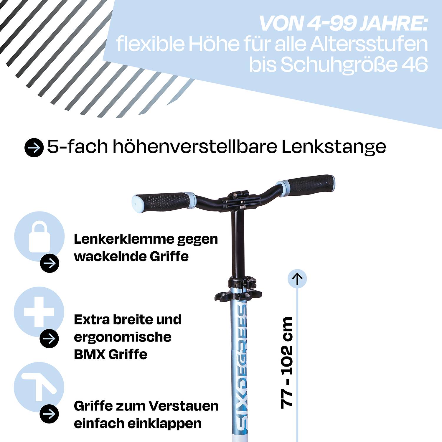 SIX DEGREES Aluminium Scooter 205 mm pastellblau