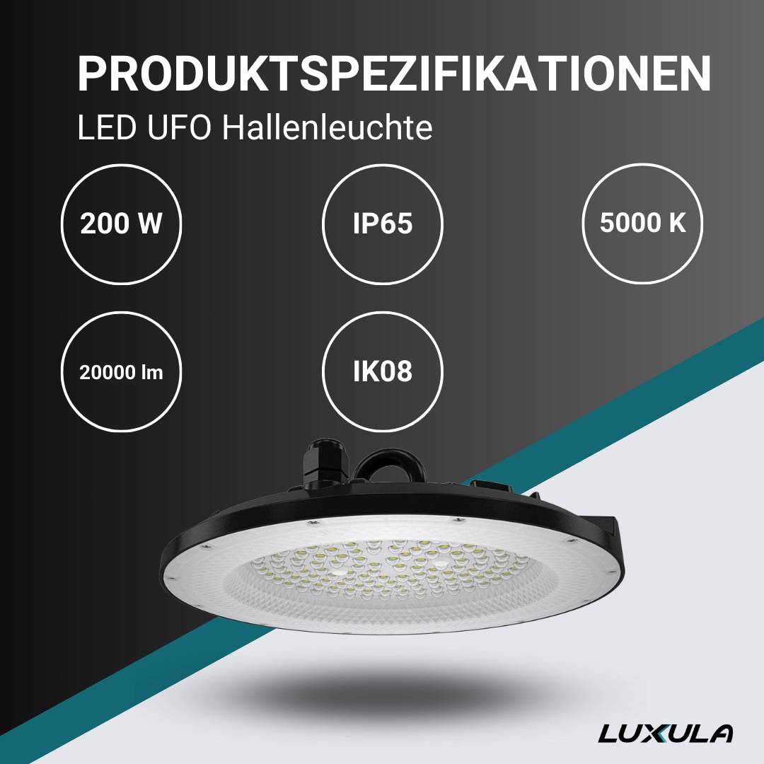 LUXULA LED-Highbay-Leuchte, UFO, EEK: F, 200 W, 20000 lm, 5000 K