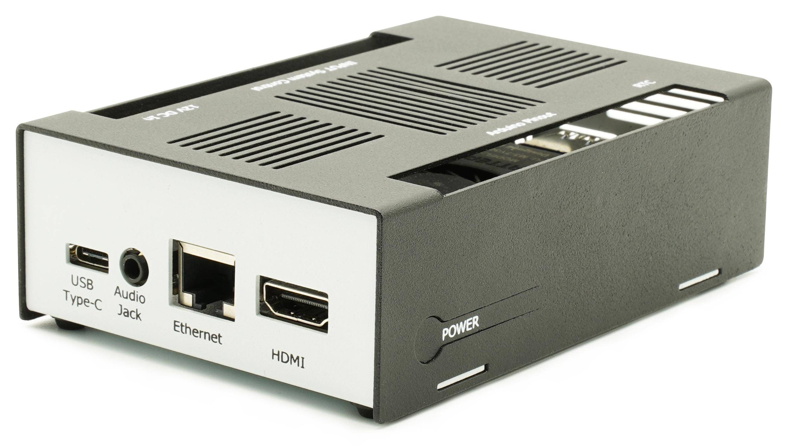 KKSB Gehäuse für LattePanda Alpha & Delta, GPIO Zugang, Aluminium, pulverbeschichtet, schwarz/weiss