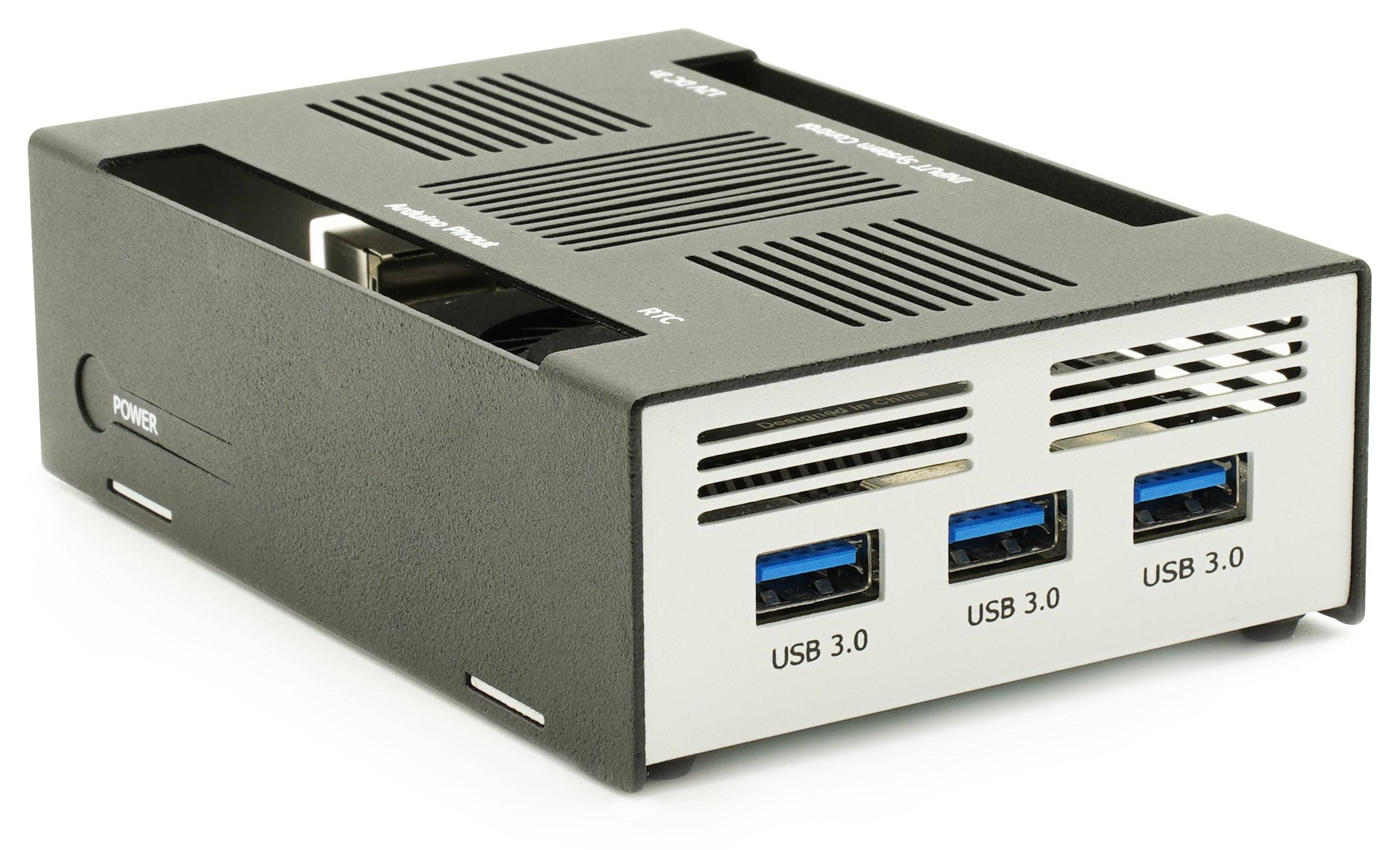 KKSB Gehäuse für LattePanda Alpha & Delta, GPIO Zugang, Aluminium, pulverbeschichtet, schwarz/weiss