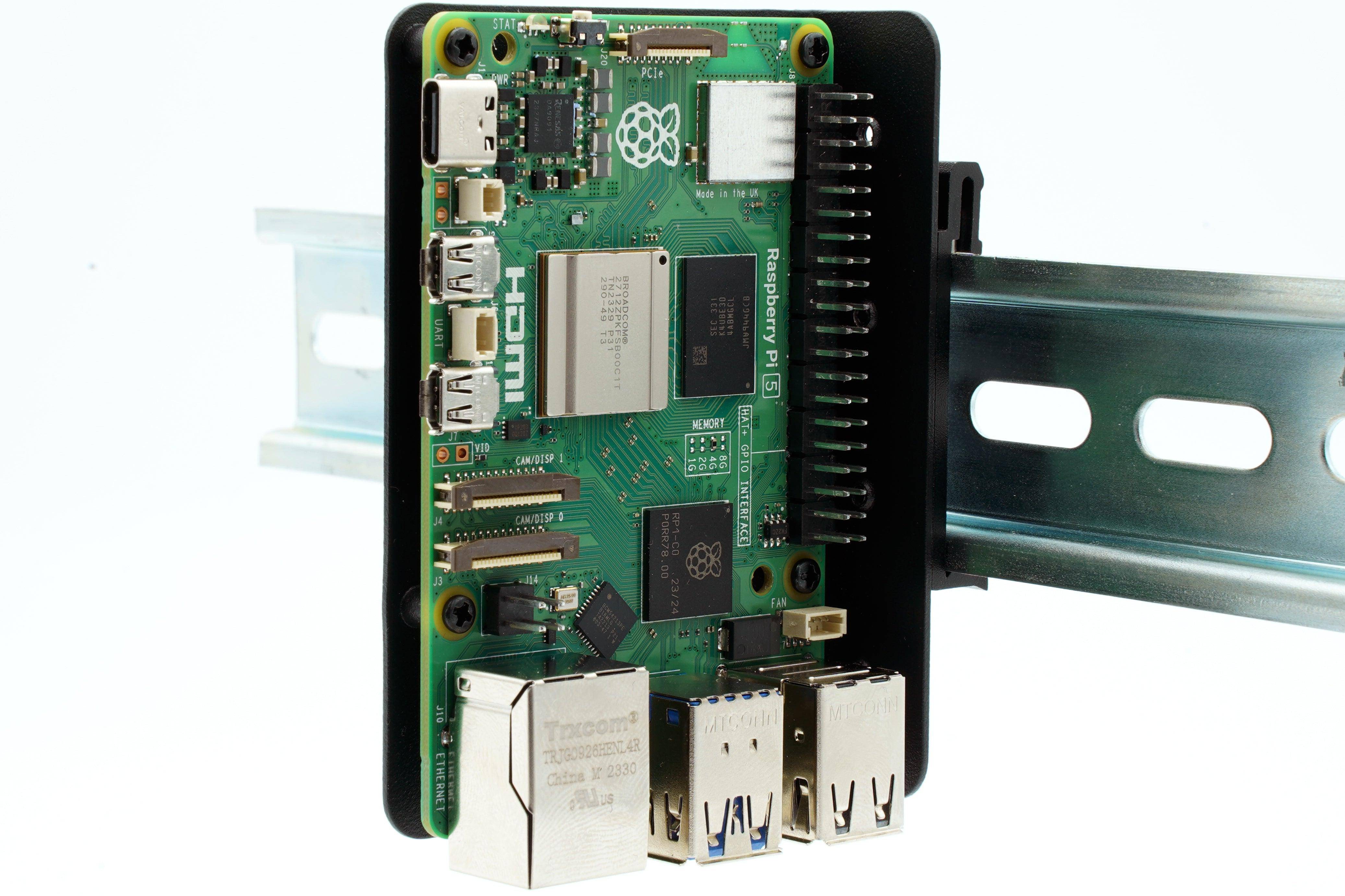 KKSB DIN-Schienenhalterung für Raspberry Pi SBCs, pulverbeschichteter Stahl, schwarz