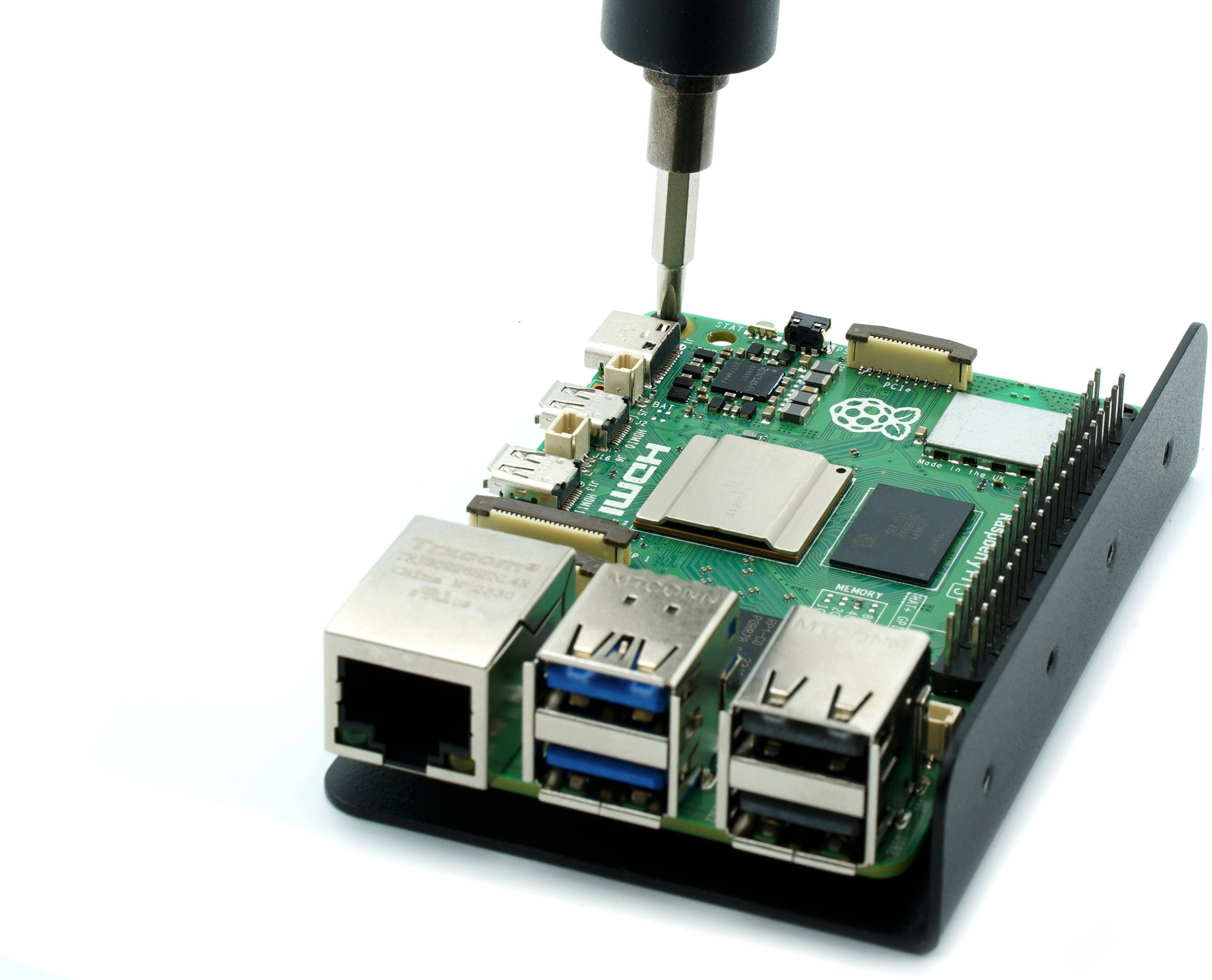 KKSB DIN-Schienenhalterung für Raspberry Pi SBCs, pulverbeschichteter Stahl, schwarz