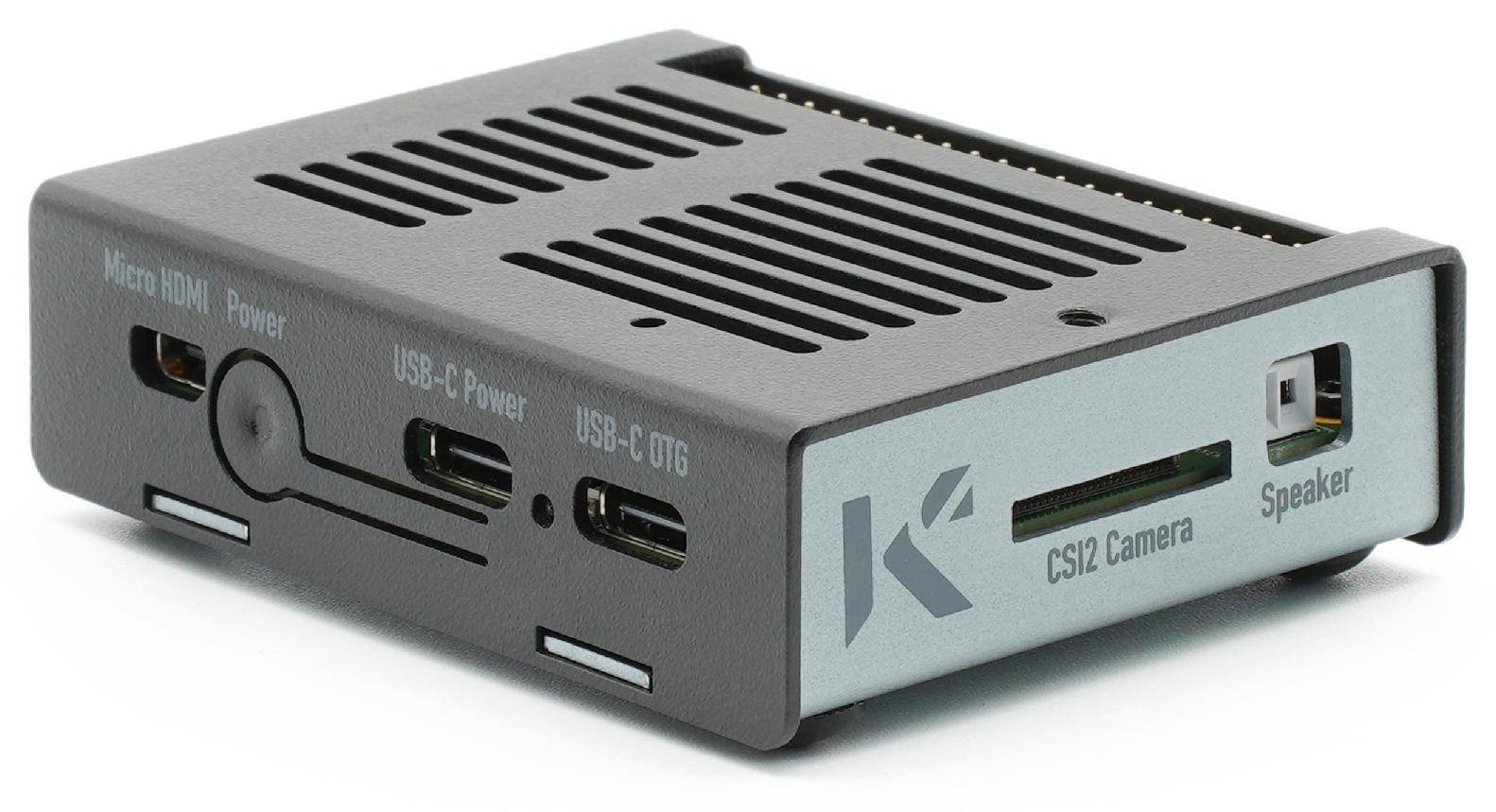 KKSB Gehäuse für Google Coral Dev Board Mini, GPIO Zugang, Aluminium pulverbeschichtet, schwarz/grau