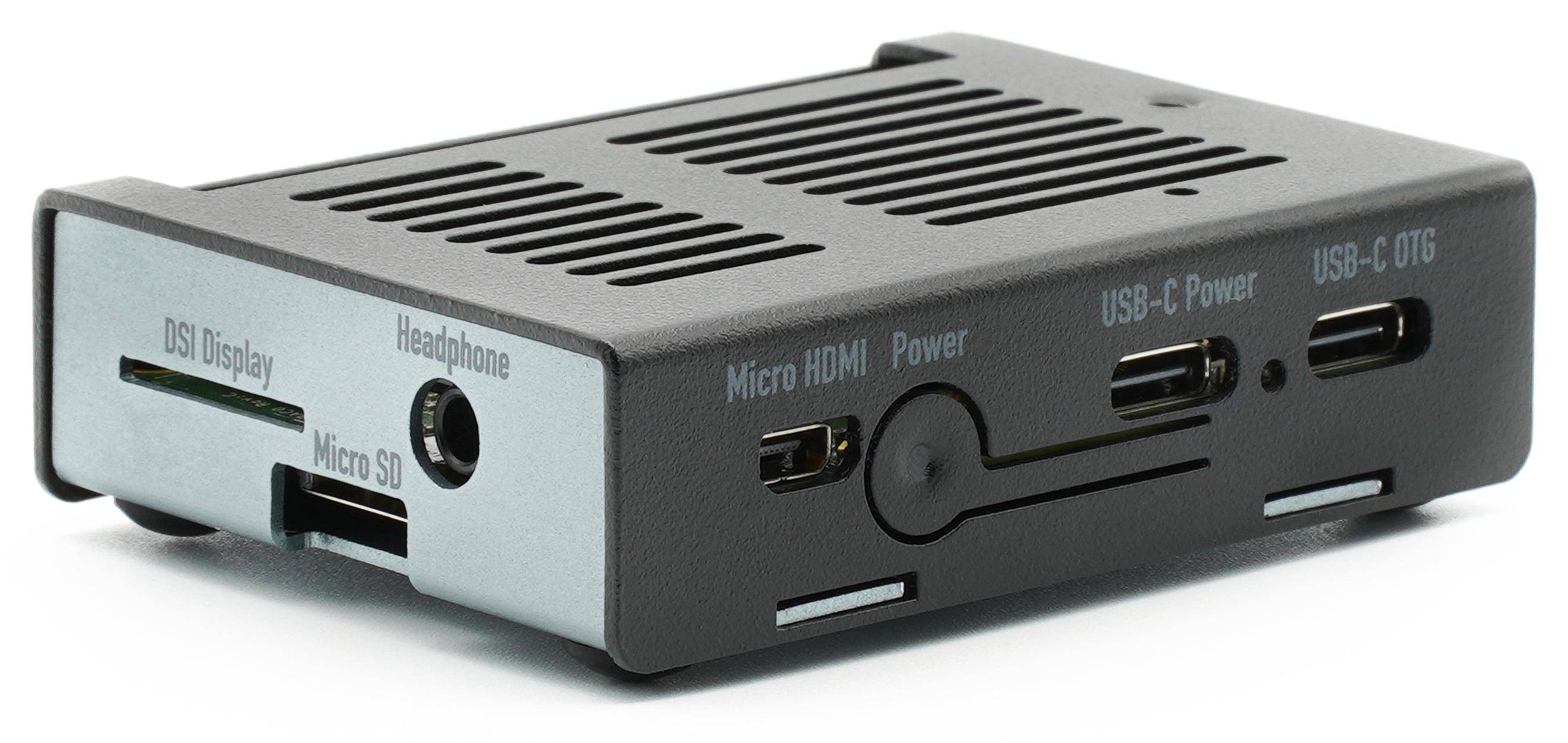 KKSB Gehäuse für Google Coral Dev Board Mini, GPIO Zugang, Aluminium pulverbeschichtet, schwarz/grau