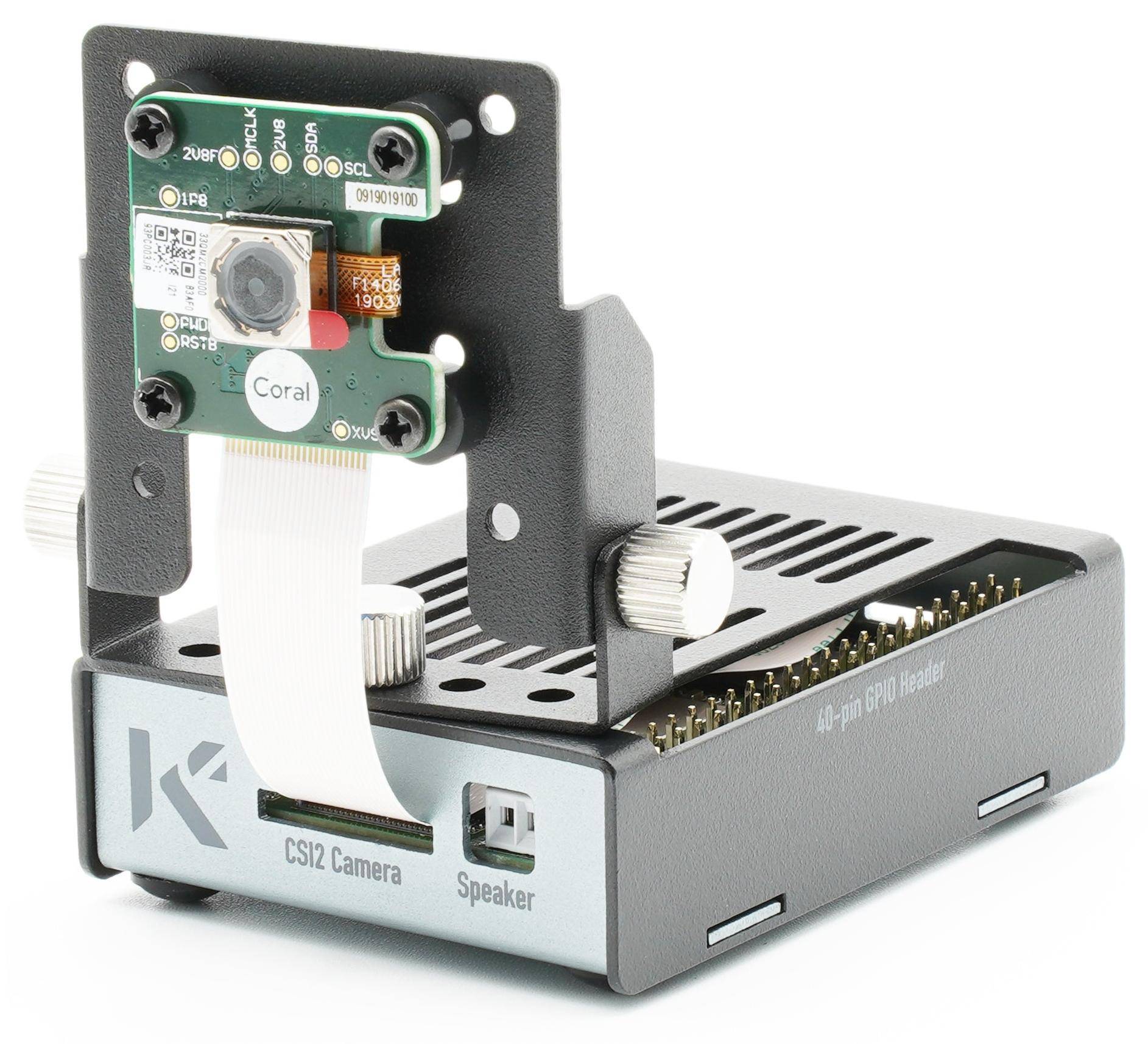 KKSB Gehäuse für Google Coral Dev Board Mini, GPIO Zugang, Aluminium pulverbeschichtet, schwarz/grau