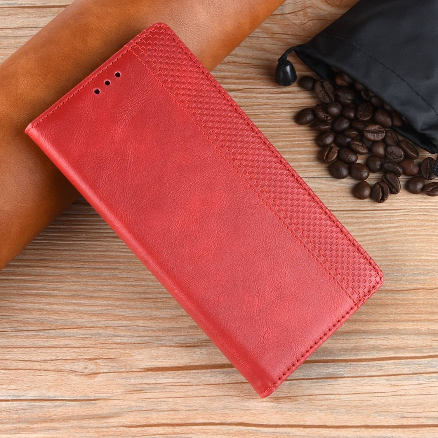 Für Nothing Phone 2a / Plus Kunstleder Book Wallet Tasche Retro Textur