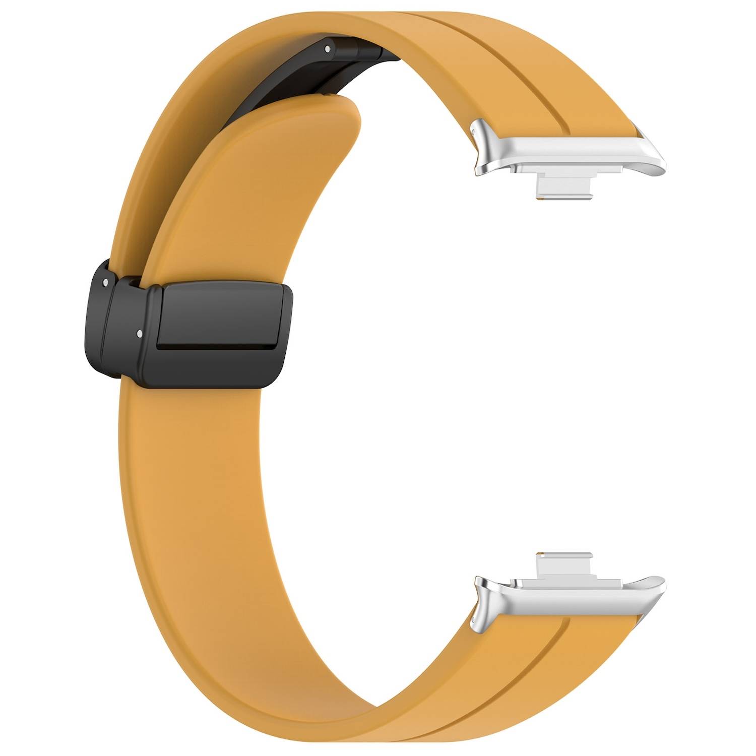 Für Xiaomi Smart Band 9 Pro / 8 Pro / Redmi Watch 5 / 4 Groove Silikon Armband magnetische Schnalle Gelb