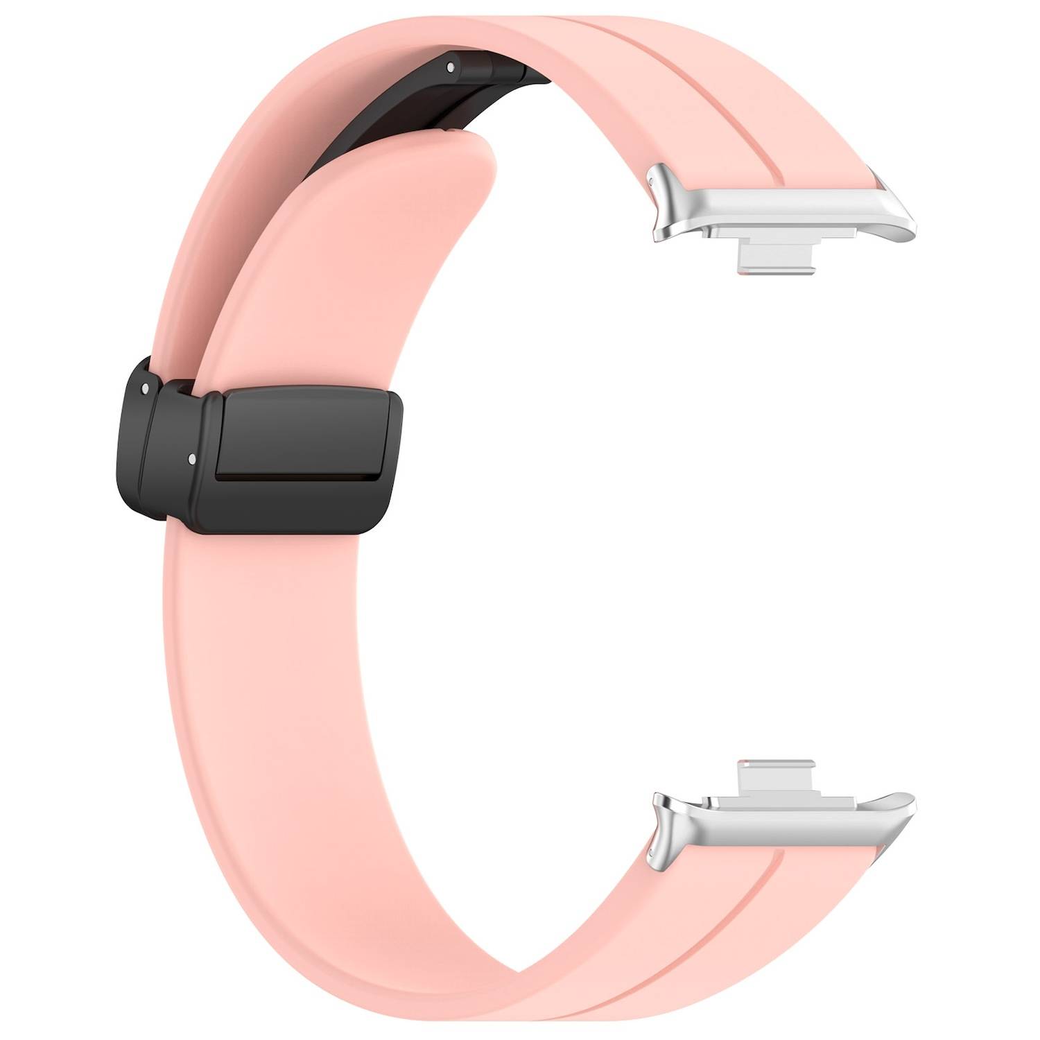 Für Xiaomi Smart Band 9 Pro / 8 Pro / Redmi Watch 5 / 4 Groove Silikon Armband magnetische Schnalle Pink