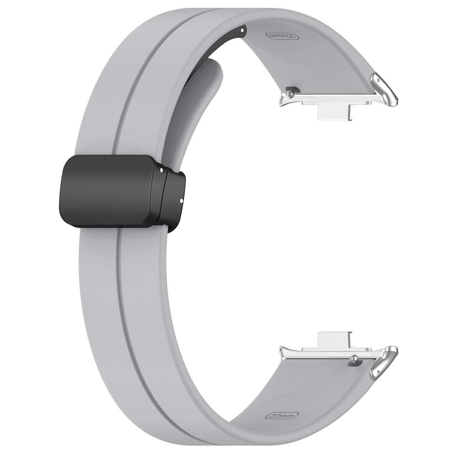 Für Xiaomi Smart Band 9 Pro / 8 Pro / Redmi Watch 5 / 4 Groove Silikon Armband magnetische Schnalle Grau