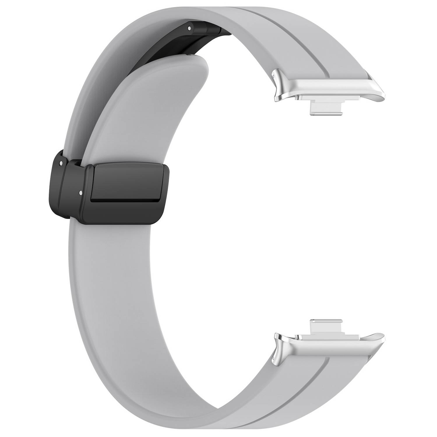 Für Xiaomi Smart Band 9 Pro / 8 Pro / Redmi Watch 5 / 4 Groove Silikon Armband magnetische Schnalle Grau