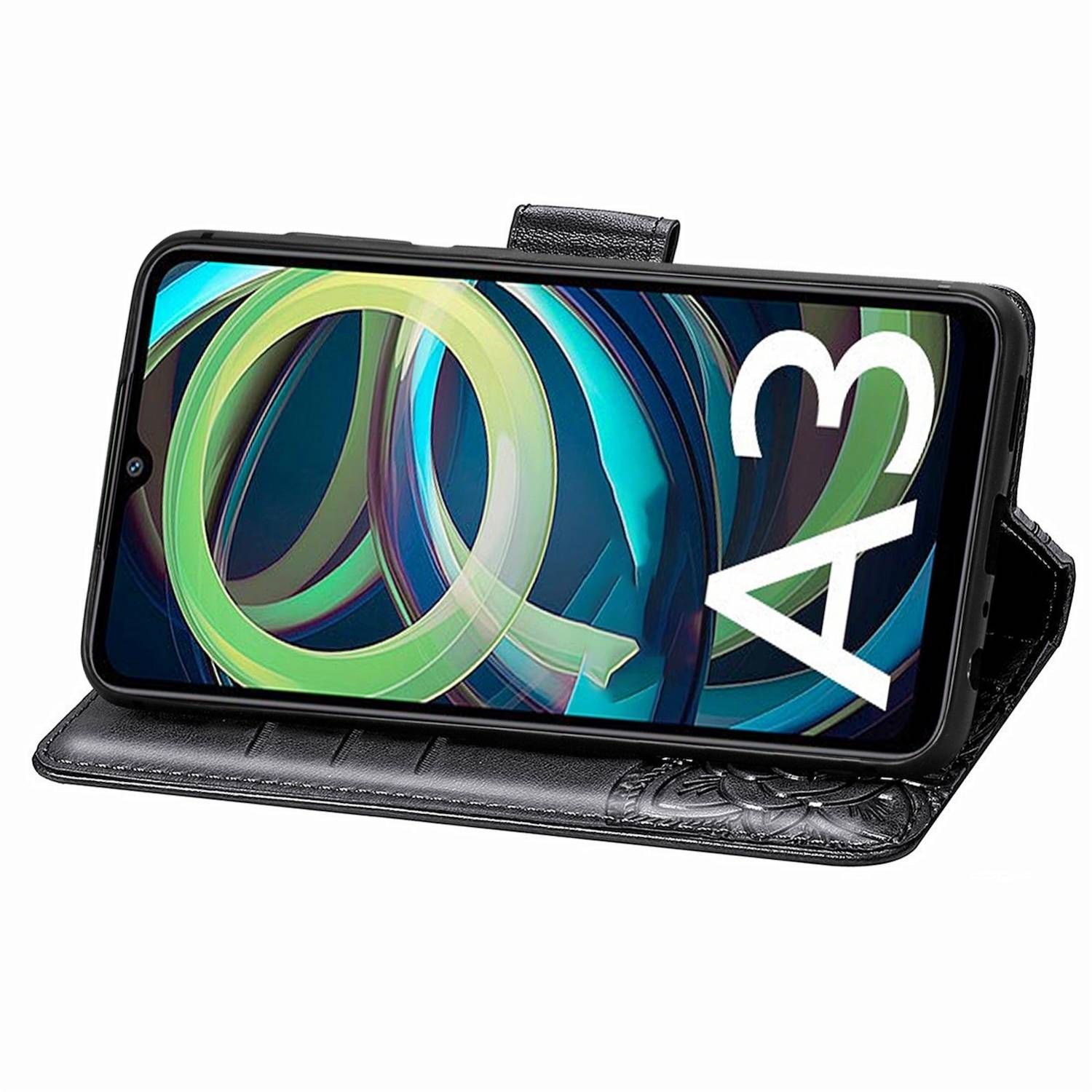 Für Xiaomi Redmi A3 Kunstleder Wallet Handy Tasche Schmetterling Design Hülle Etuis Schwarz