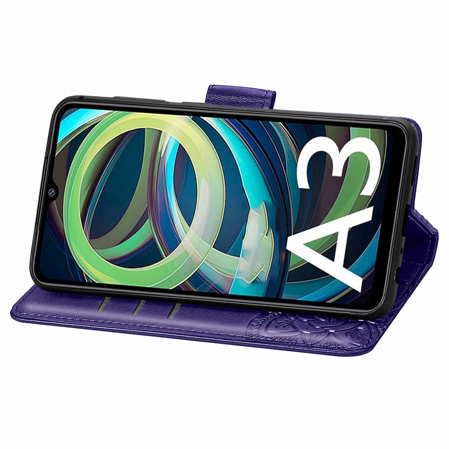 Für Xiaomi Redmi A3 Kunstleder Wallet Handy Tasche Schmetterling Design Hülle Etuis Lila