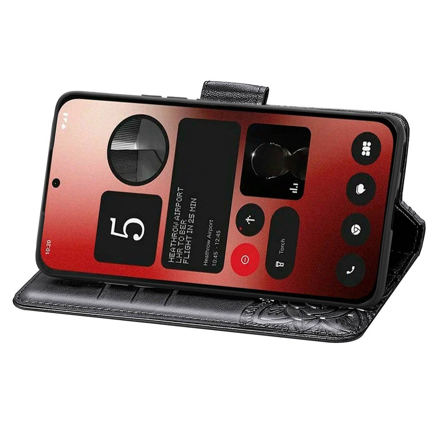 Für Nothing Phone 2a / Plus Kunstleder Wallet Handy Tasche Schmetterling Design Hülle Etuis Schwarz