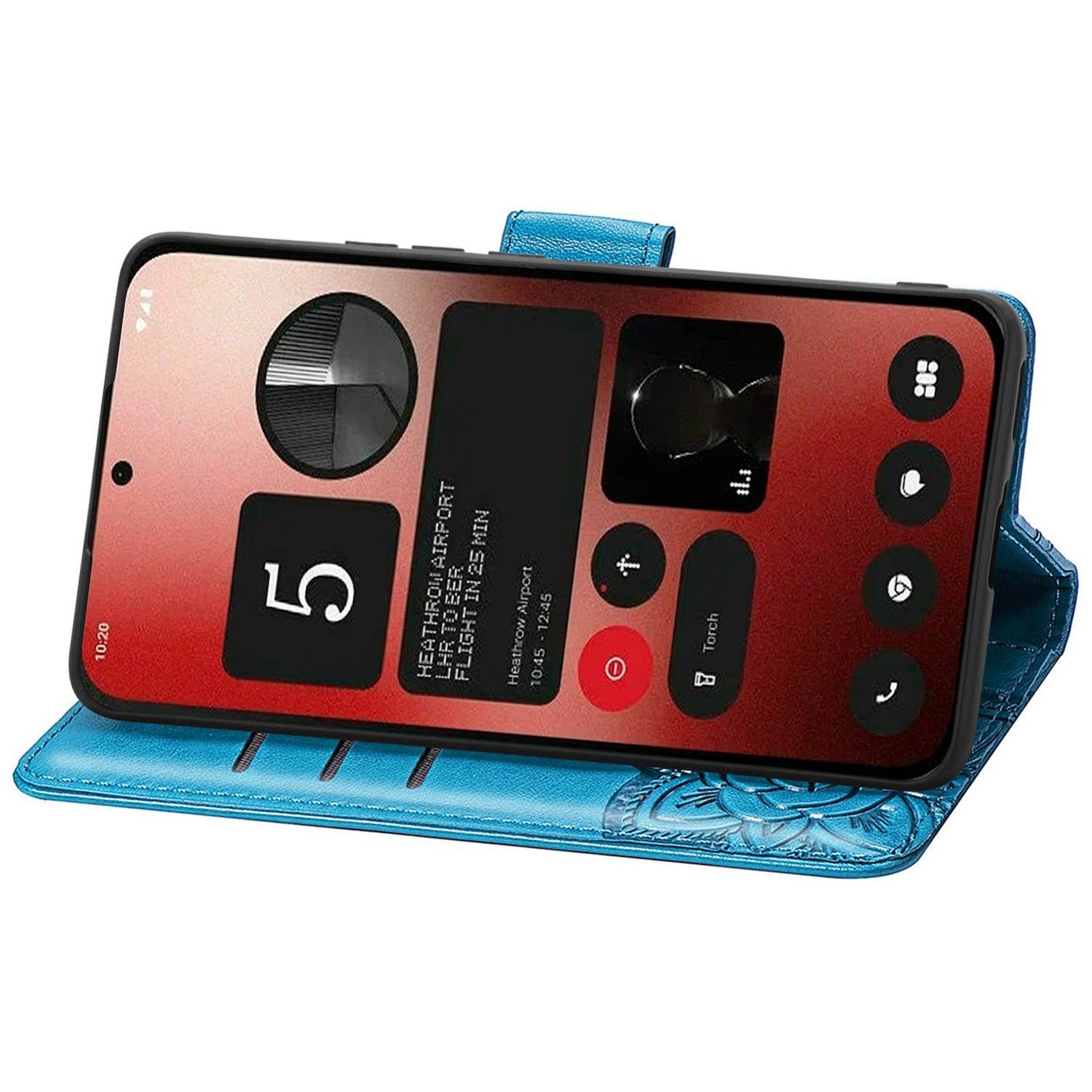Für Nothing Phone 2a / Plus Kunstleder Wallet Handy Tasche Schmetterling Design Hülle Etuis Blau