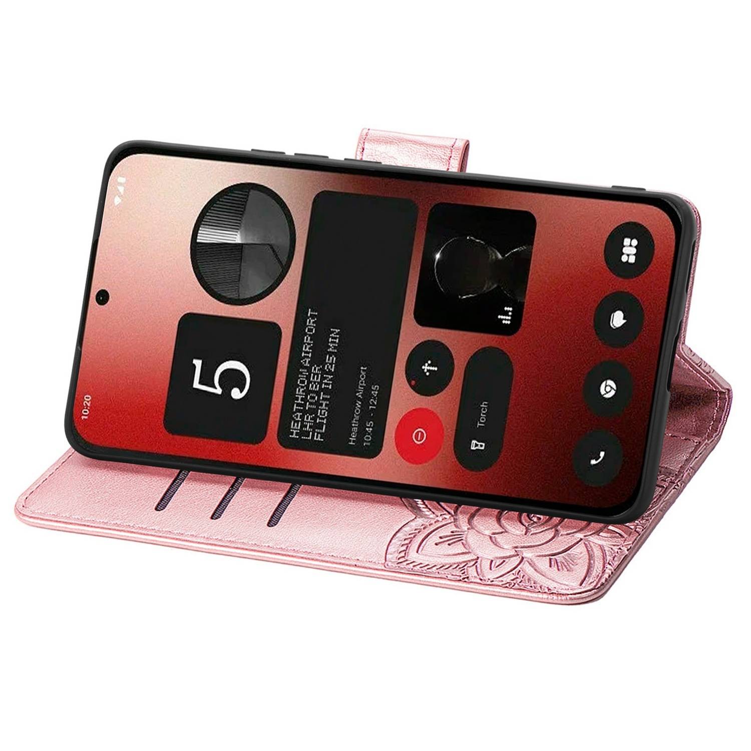 Für Nothing Phone 2a / Plus Kunstleder Wallet Handy Tasche Schmetterling Design Hülle Etuis Rosa