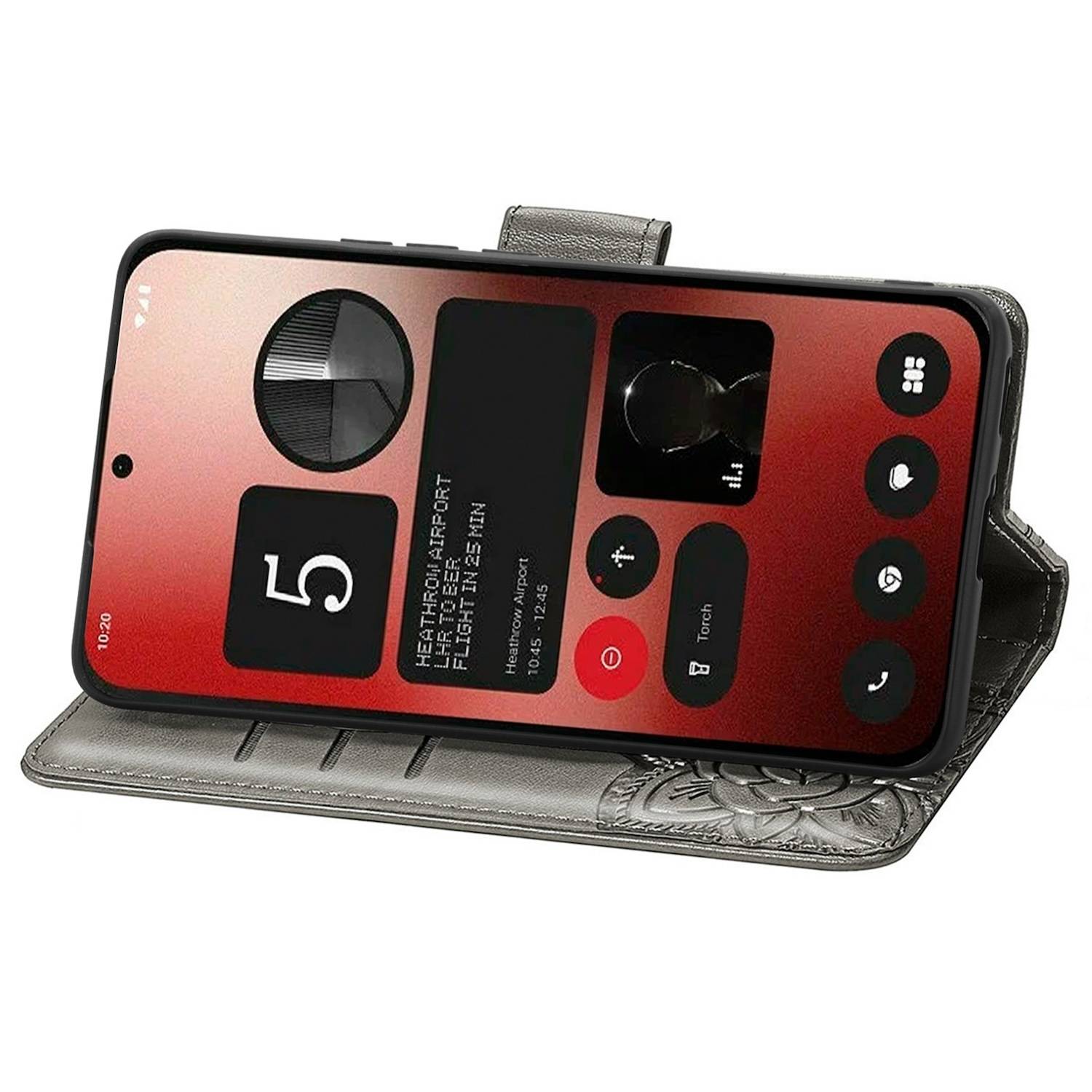 Für Nothing Phone 2a / Plus Kunstleder Wallet Handy Tasche Schmetterling Design Hülle Etuis Grau