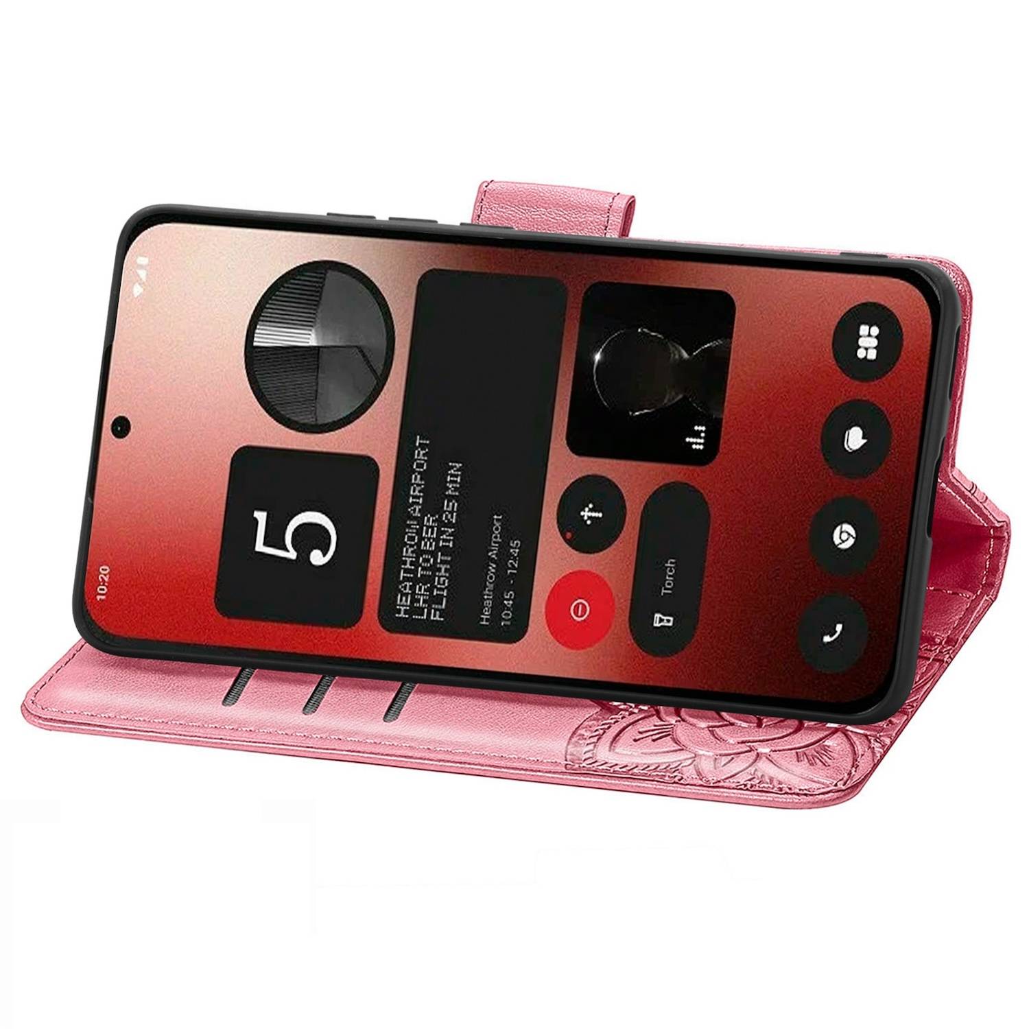 Für Nothing Phone 2a / Plus Kunstleder Wallet Handy Tasche Schmetterling Design Hülle Etuis Pink