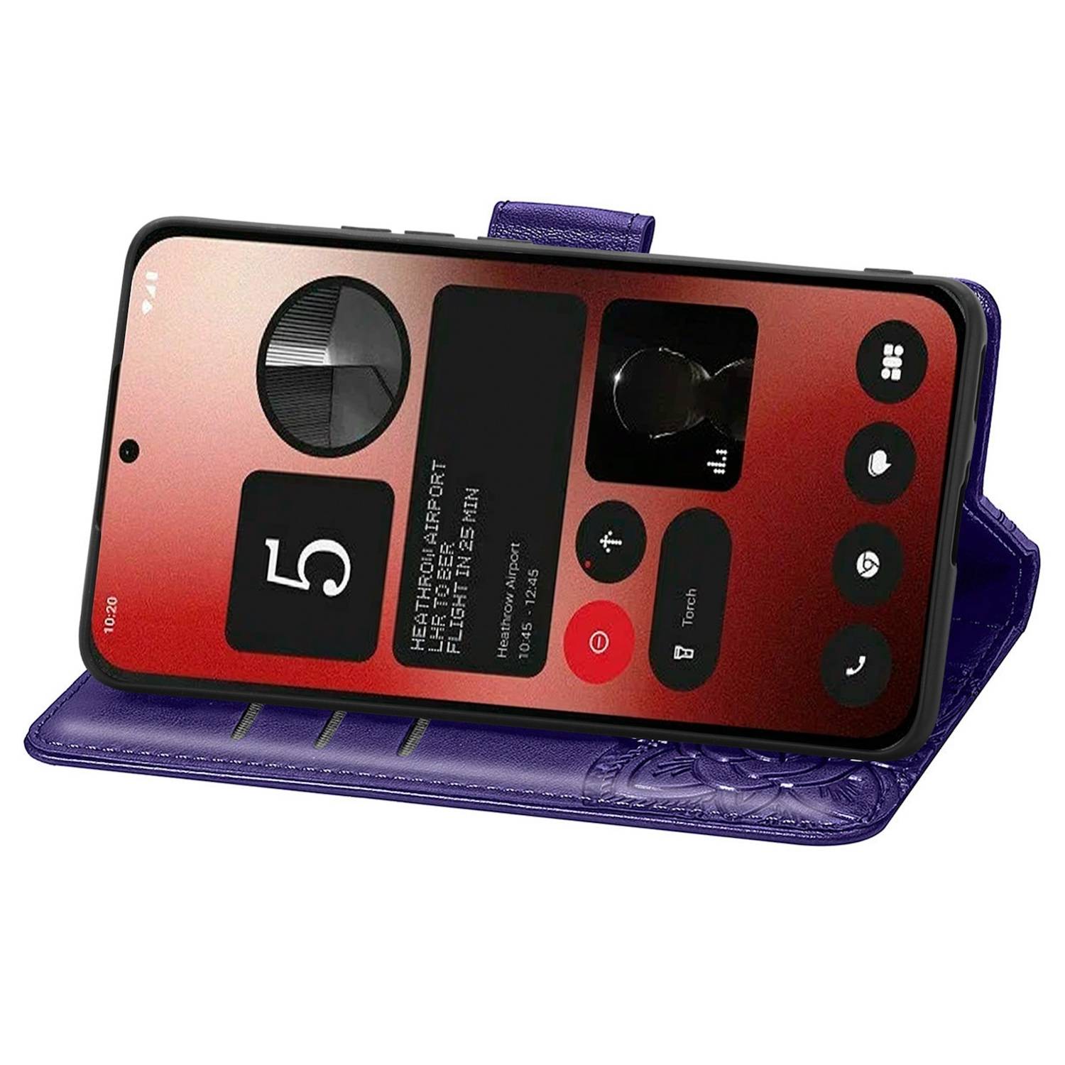 Für Nothing Phone 2a / Plus Kunstleder Wallet Handy Tasche Schmetterling Design Hülle Etuis Lila