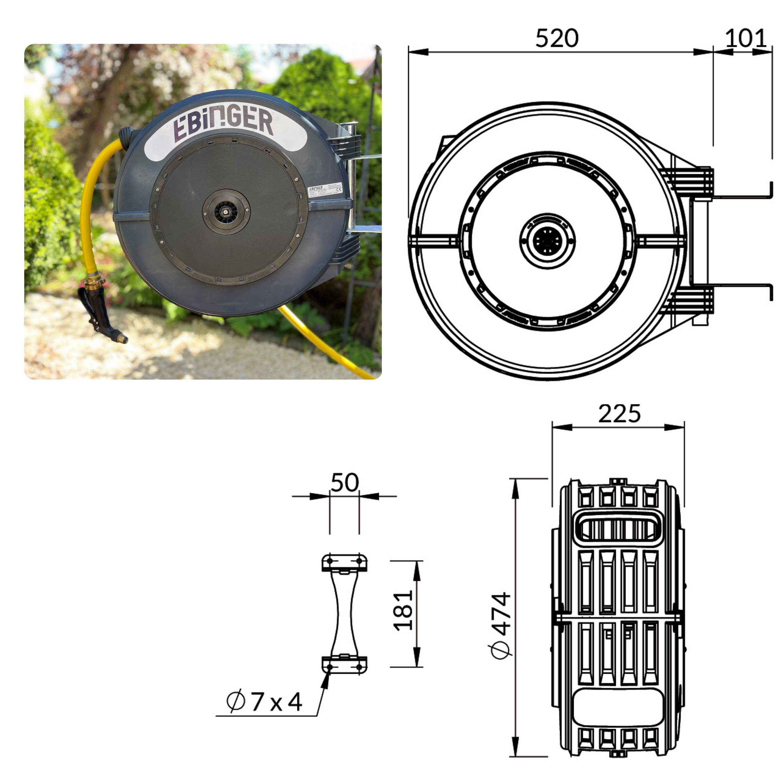 Automatik-Schlauchaufroller DR 200-R3, 20 m - 5/8" Wasserschlauch
