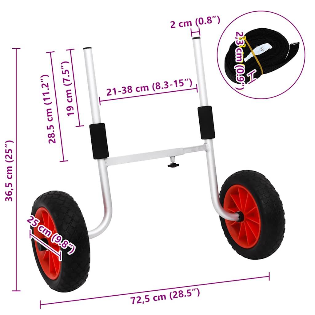 vidaXL Kajak-Trolley 90 kg Aluminium