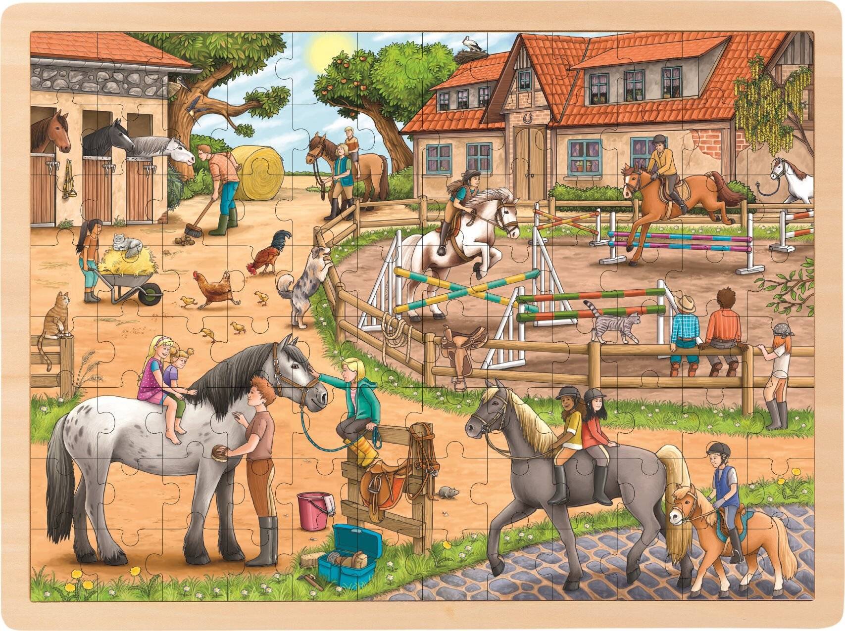 GOKI Holzpuzzle Reitstall 96 Teile