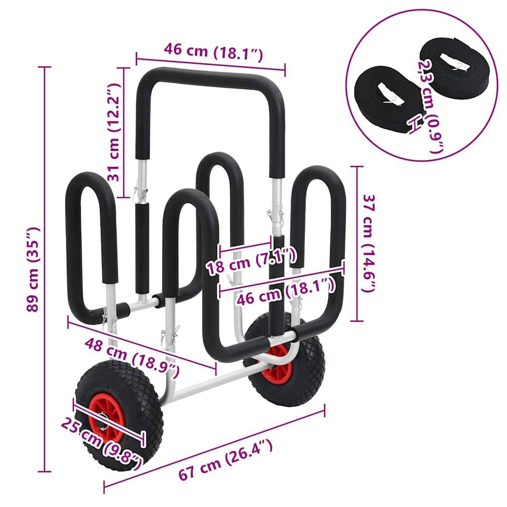 vidaXL SUP Trolley für 2 Surfbretter 90 kg Aluminium
