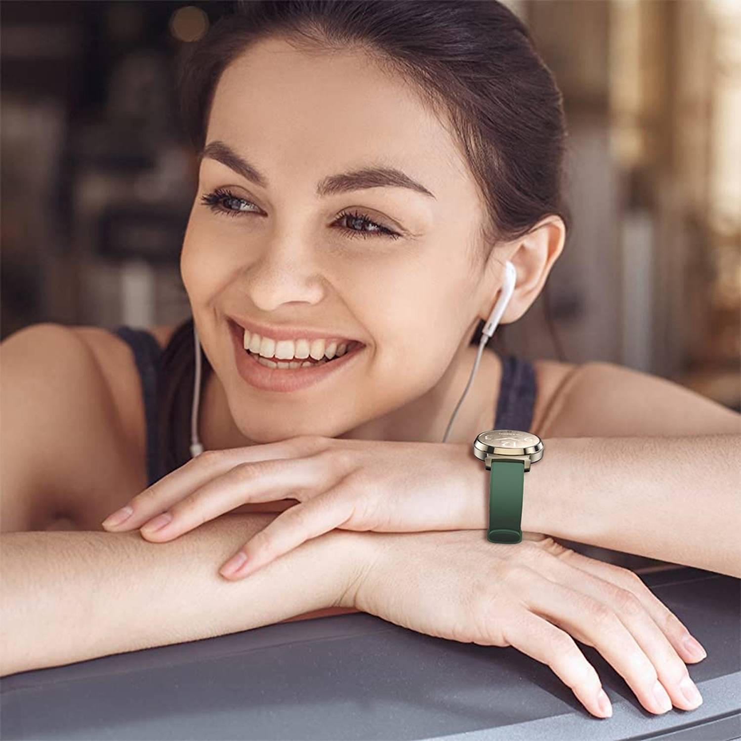 Für Garmin Lily 2 hochwertiges Silikon Armband Watch Ersatz Arm Band Dunkelgrün