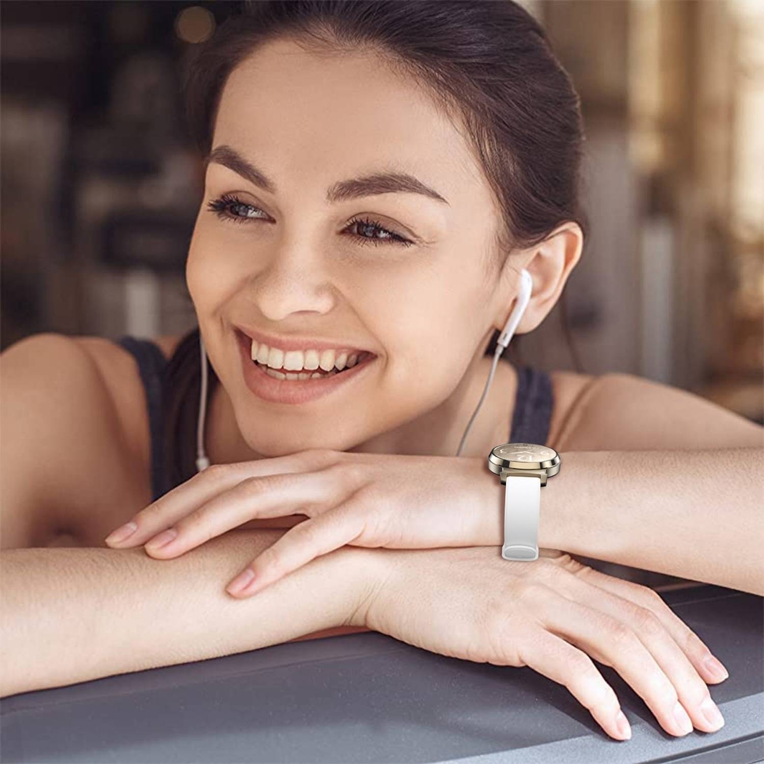 Für Garmin Lily 2 hochwertiges Silikon Armband Watch Ersatz Arm Band Weiß