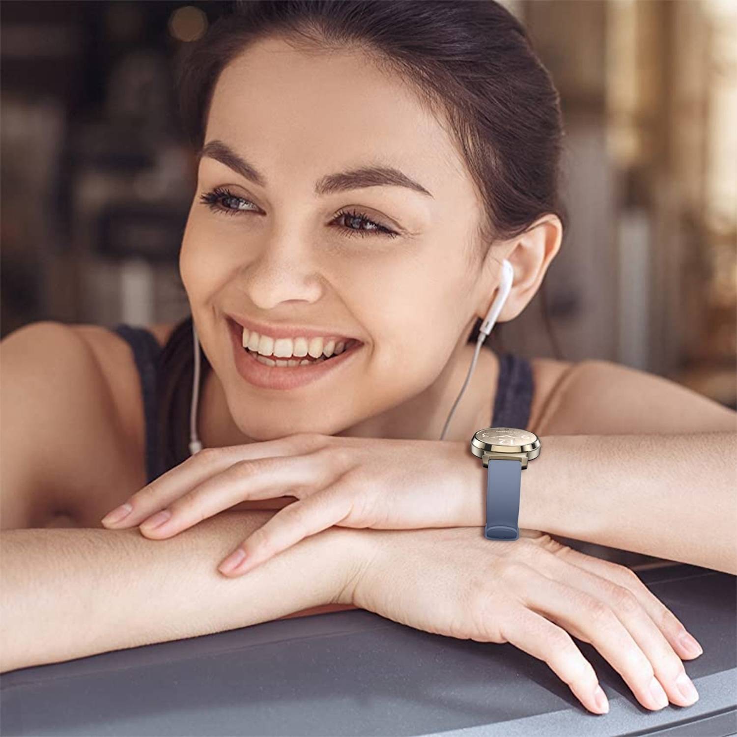 Für Garmin Lily 2 hochwertiges Silikon Armband Watch Ersatz Arm Band Blau