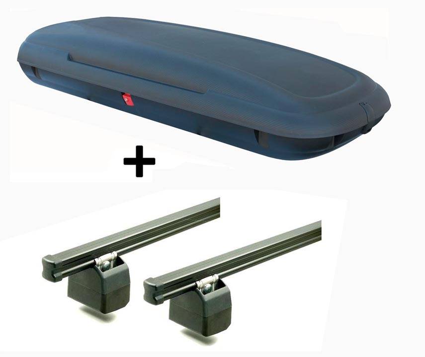 VDPCA480 Dachbox 480 Liter Carbon Look + Dachträger Aurilis Pro kompatibel mit für Renault Master ab 2010