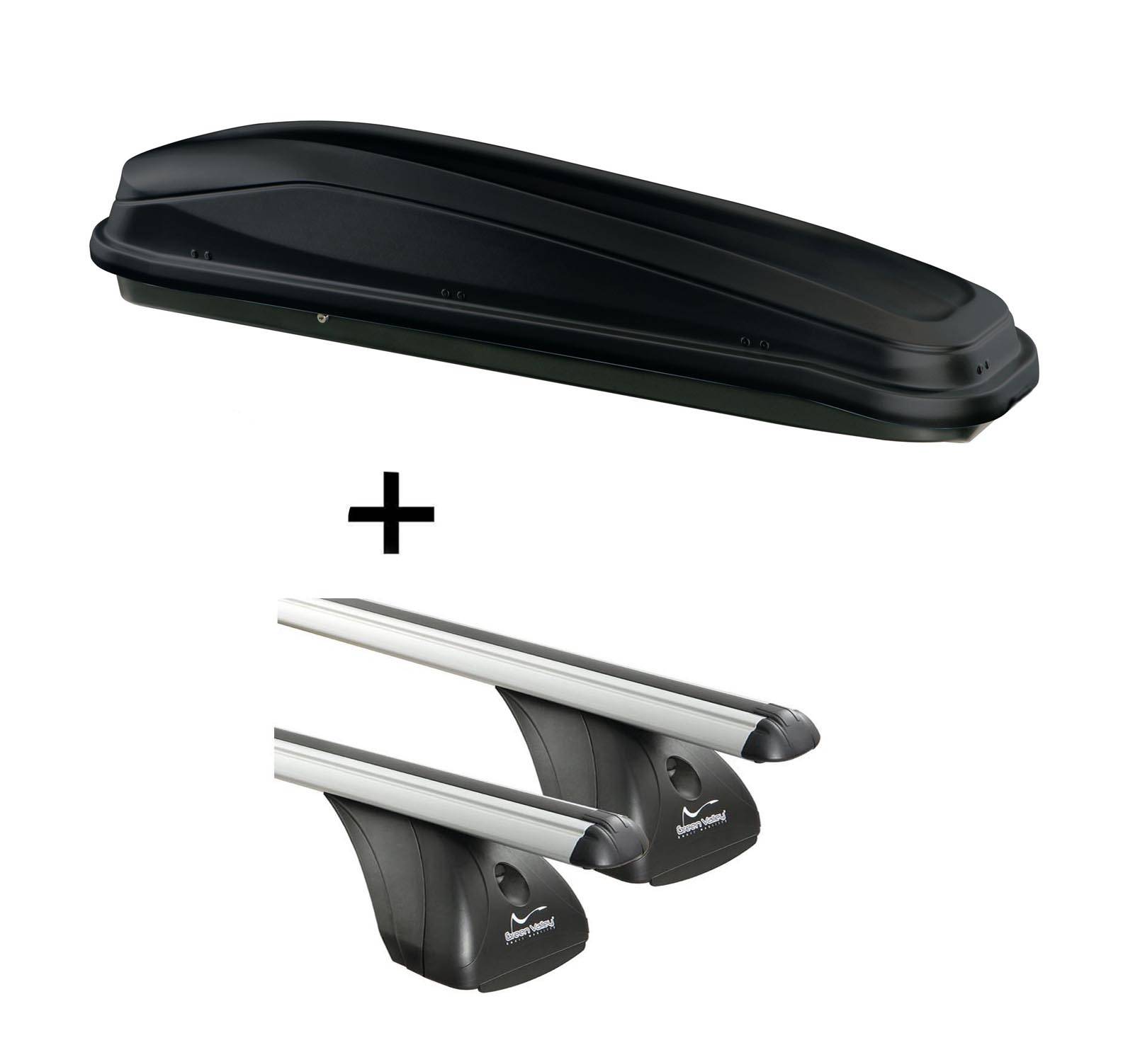 Dachbox JUEASY300 300Ltr schwarz + Dachträger VDP kompatibel mit für Mercedes Classe S 4 Türer 2005-2013