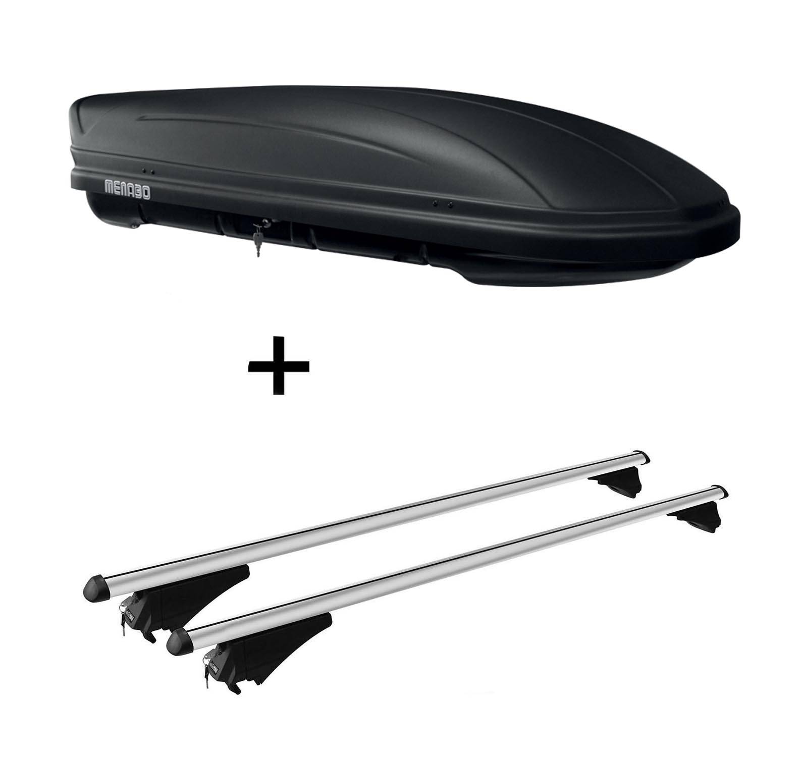 Dachbox MAA 400 Liter matt + Relingträger Tiger XL kompatibel mit für Audi A6 Allroad ab 12