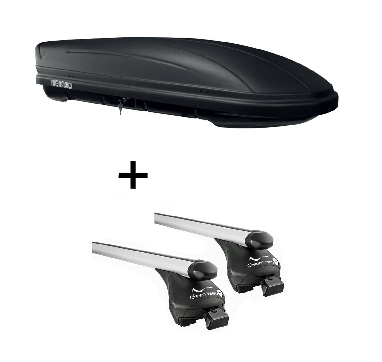 Dachbox MAA 400 Liter matt + Relingträger Quick L kompatibel mit für BMW Serie 2 Gran Tourer ab 2014