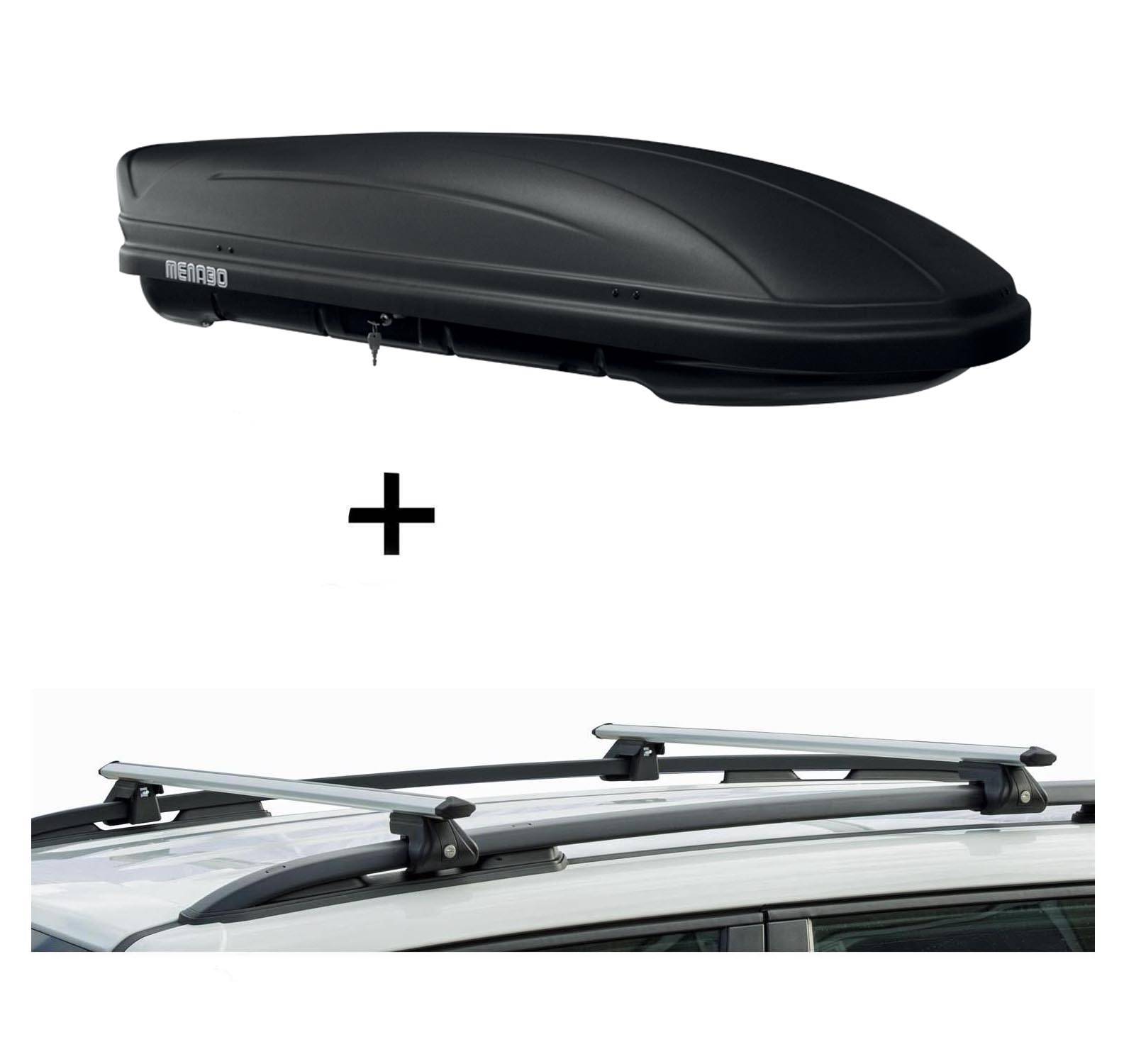 Dachbox MAA 400 Liter matt + Relingträger CRV135 kompatibel mit für Audi A6 Allroad (C6) 06-12