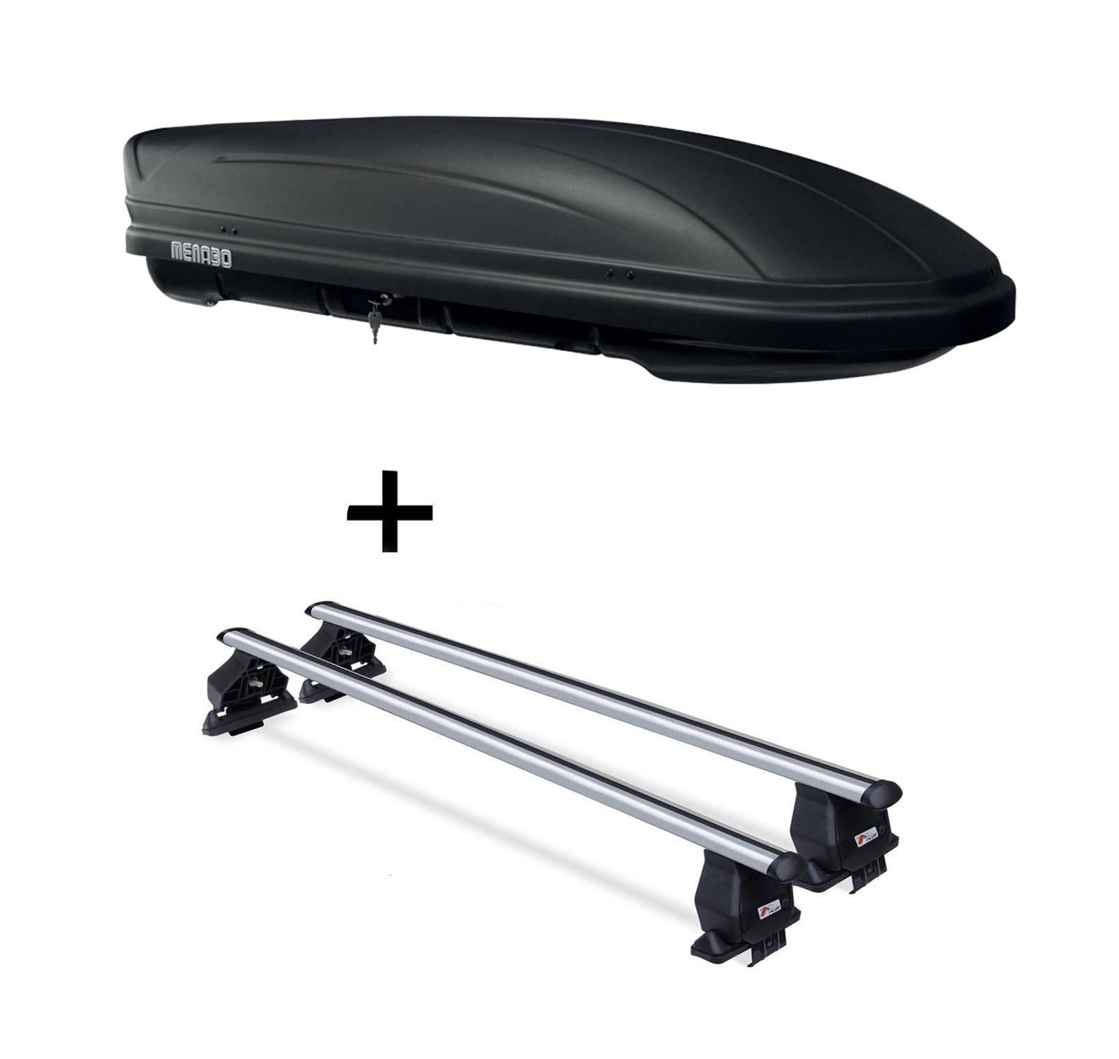 Dachbox MAA 400 Liter matt + Dachträger Menabo Tema kompatibel mit für Audi A4 2004-2008