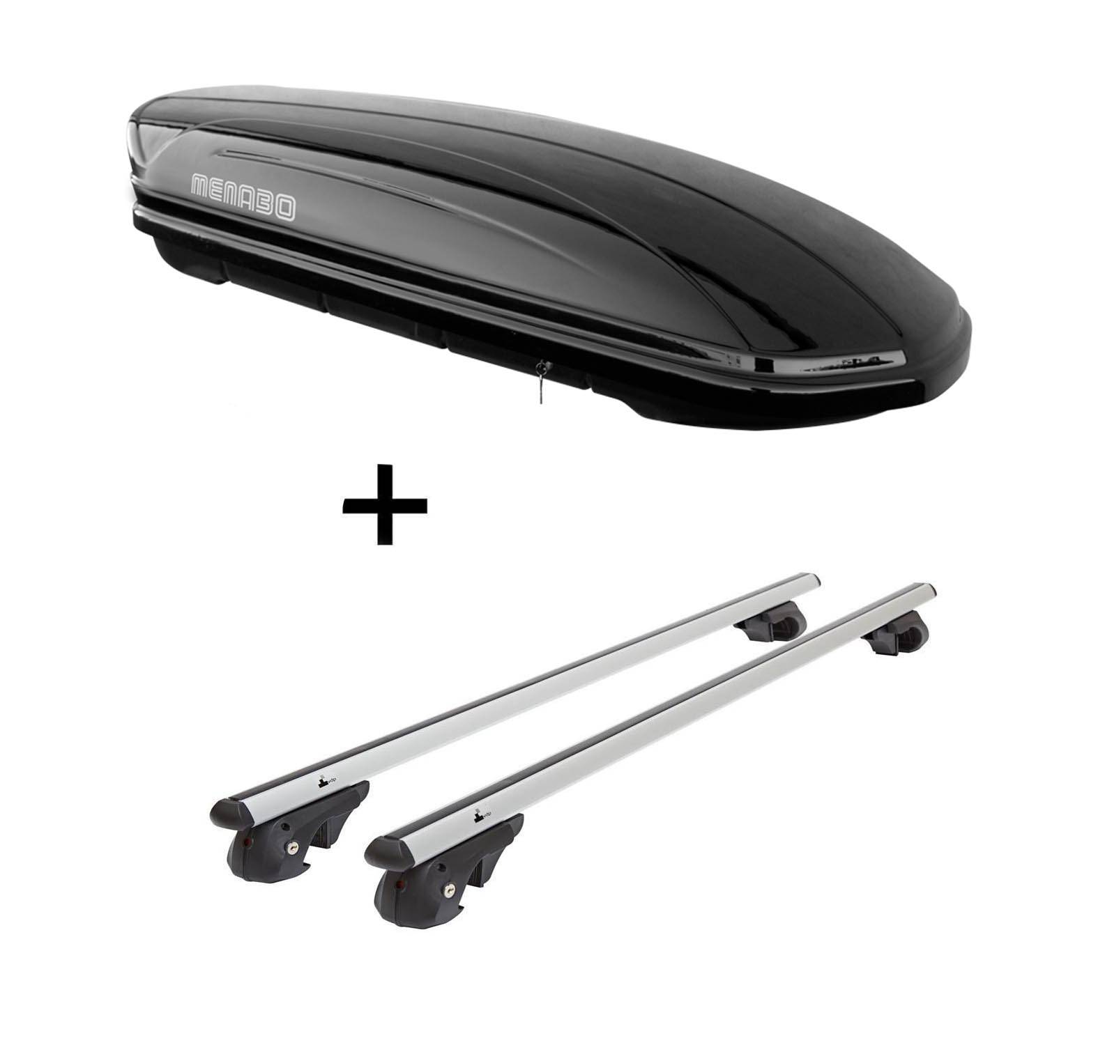 Dachbox MAA 400 Liter + Relingträger VDP004 XL kompatibel mit für Peugeot Partner 2008-2015