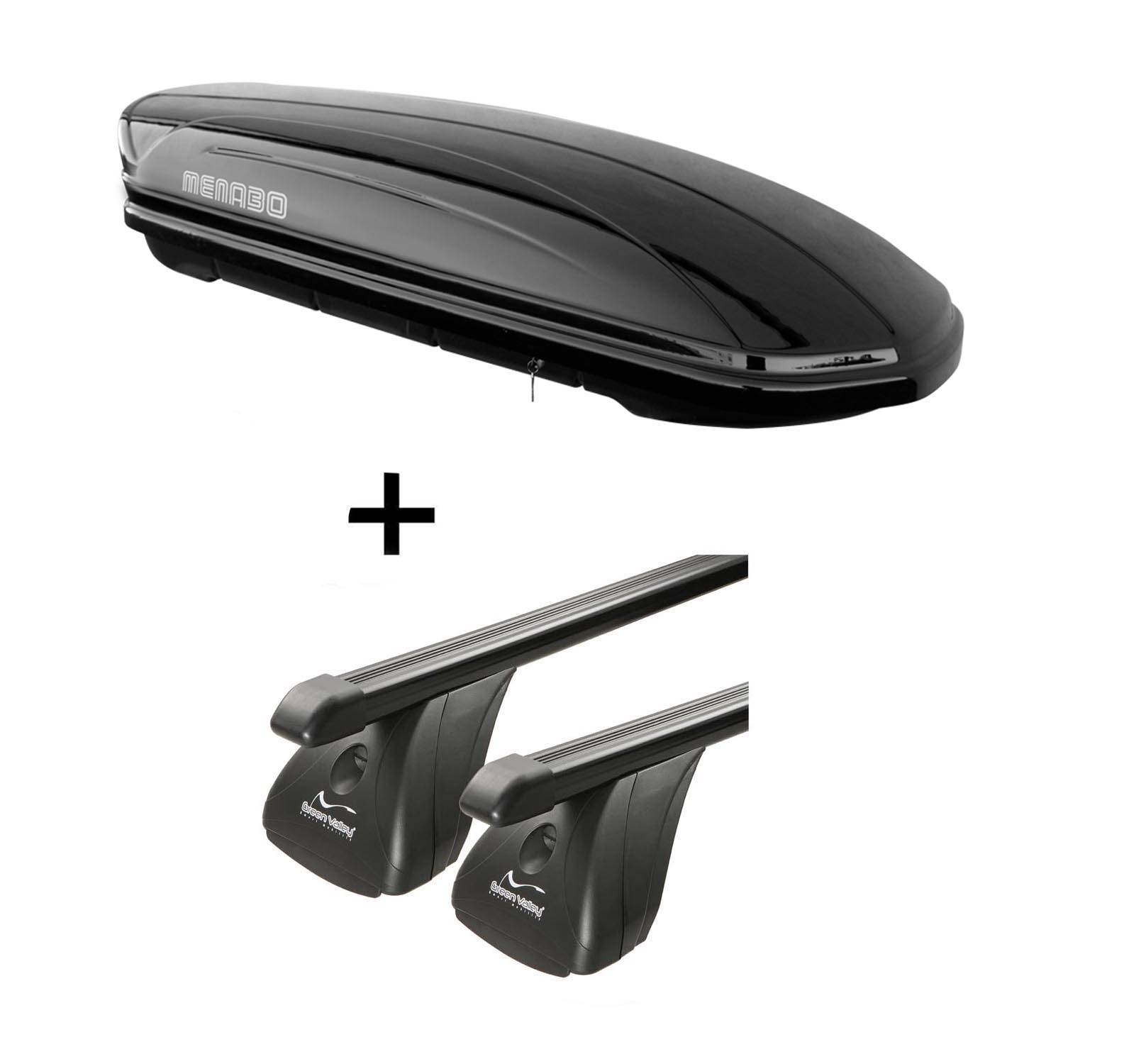 Dachbox MAA 400 Liter + Dachträger VDP Stahl kompatibel mit für Dacia Dokker 3-5 Türer ab 2012