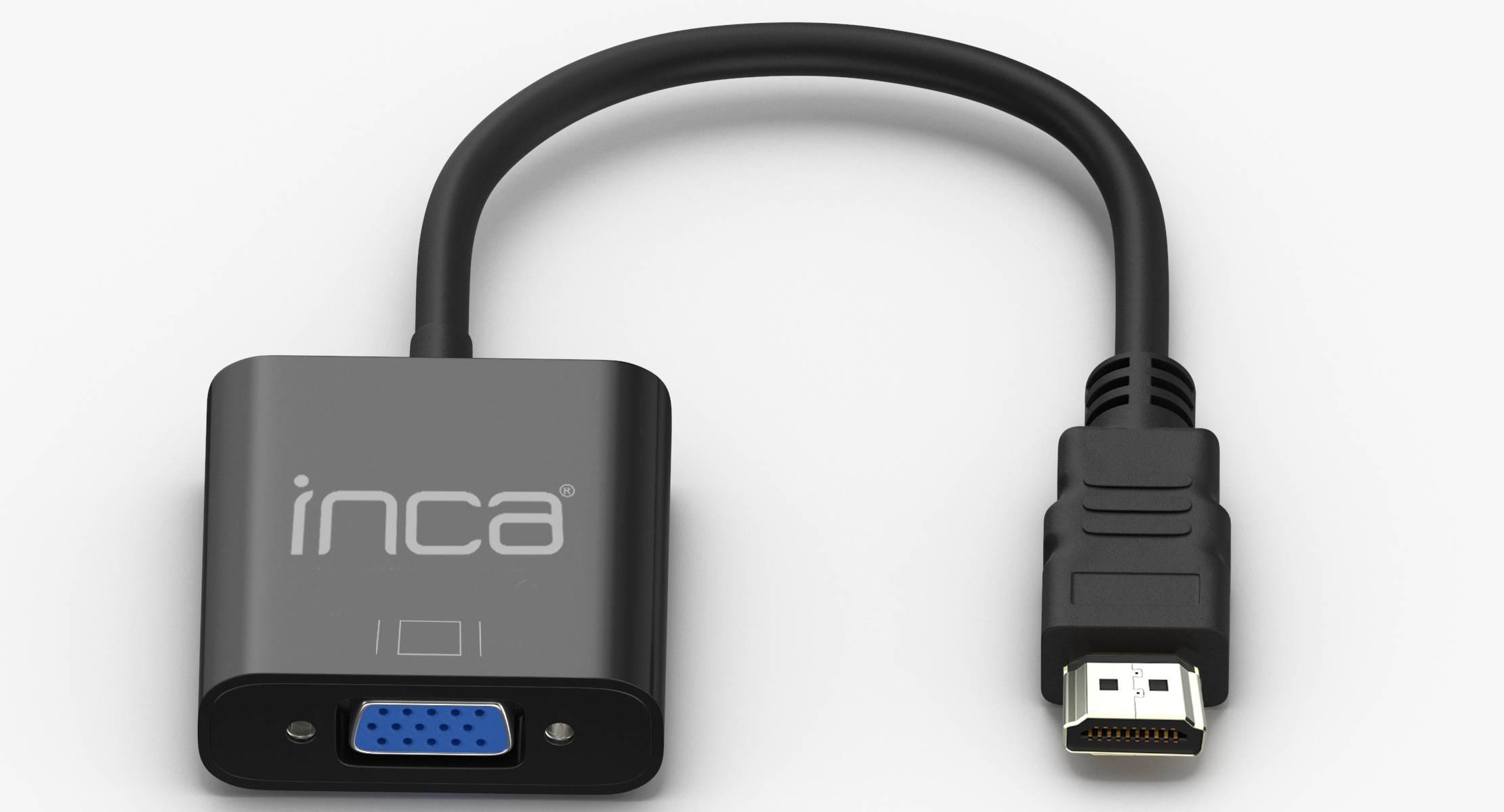 INCA Adapter HDMI->VGA +3.5mm AUX St/Bu FHD@ 60Hz 0.20m sw retail Multimedia-Technik HDMI-Adapter