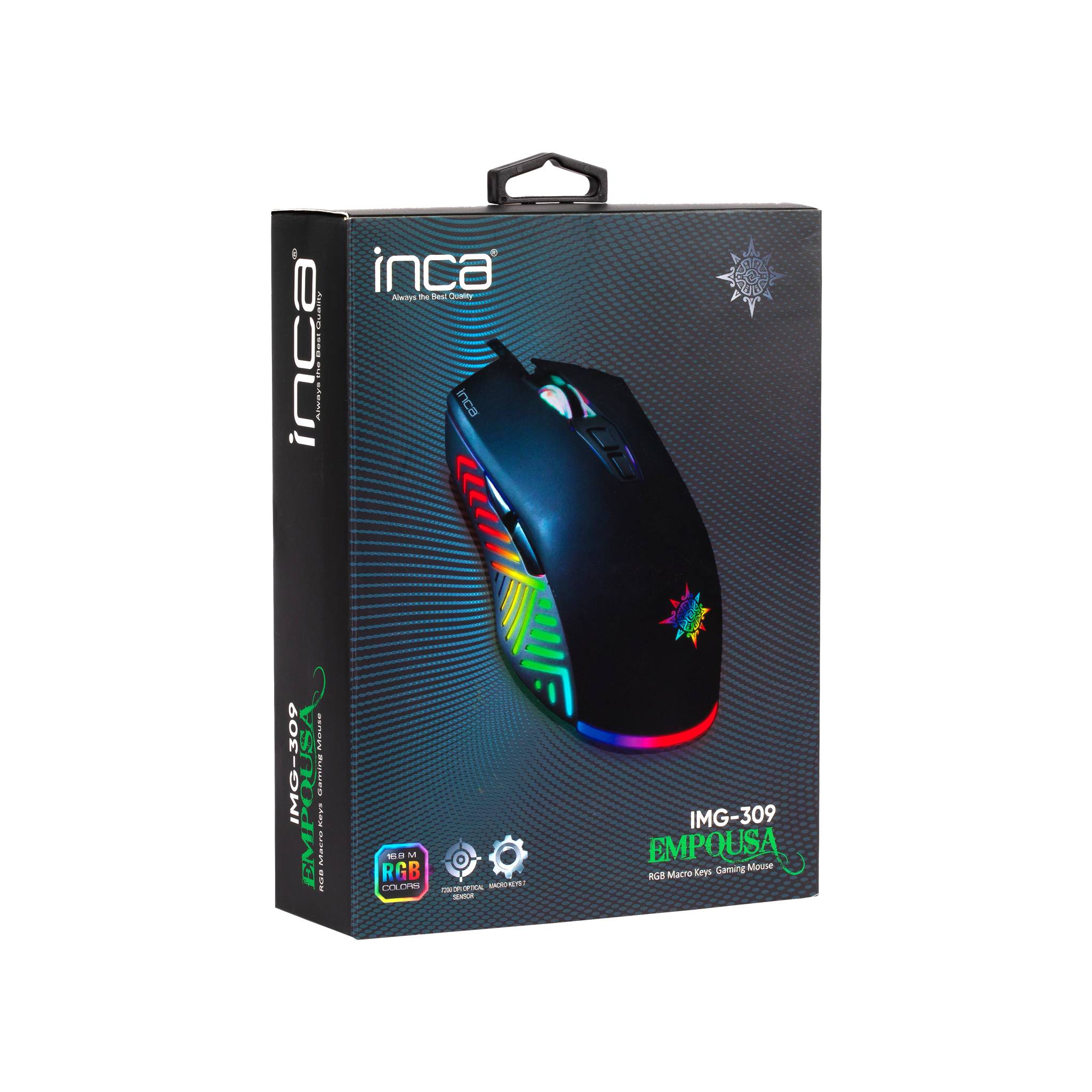 INCA Gaming Maus RGB/ 7200DPI/ 7Tasten/USB 1.50m schwarz retail Eingabe / Ausgabe Mäuse &