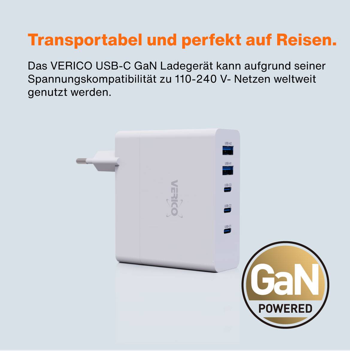 Verico Ladegerät MOJO GaN 140W PD, 5-Port (USB-A & USB-C) WH retail Multimedia-Technik