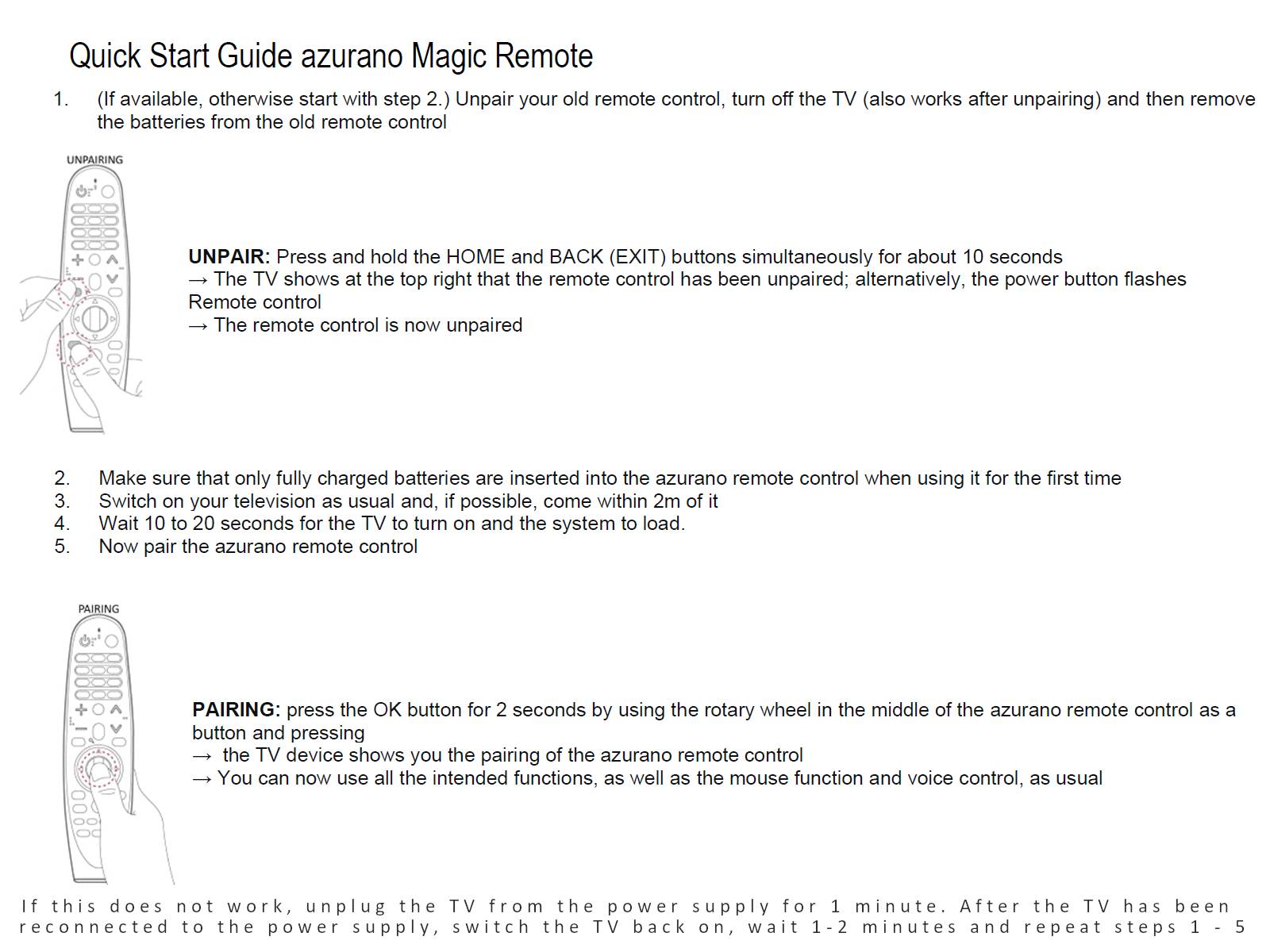 azurano Fernbedienung Magic Remote AN-MR650A, AKB75075301 für 2017 LG Smart TV mit Sprachsteuerung, Mausfunktion,