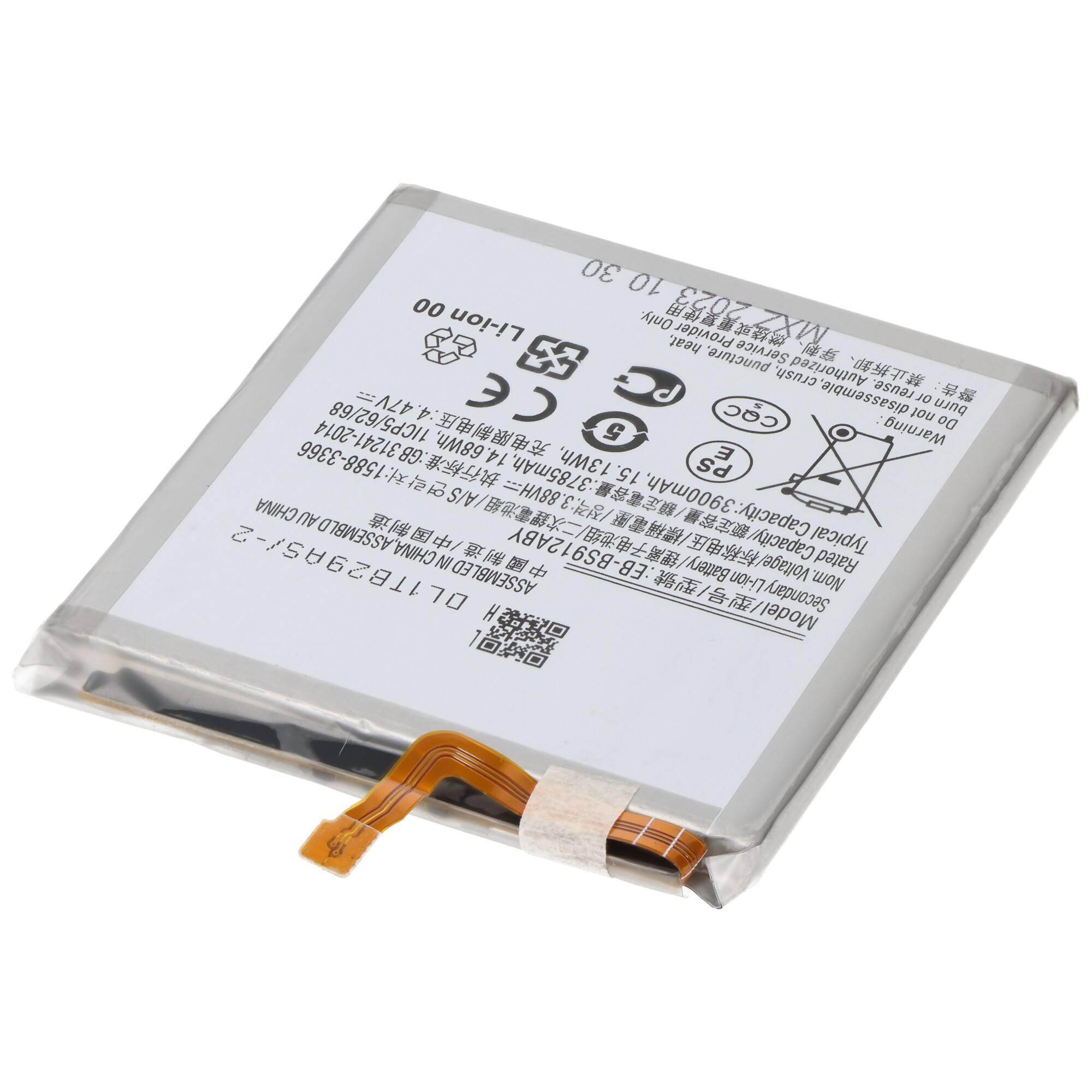 Ersatzakku passend für Samsung Galaxy S23, SM-S911B, Li-Polymer, 3,8V, 3900mAh, 14,8Wh, ohne Werkzeug
