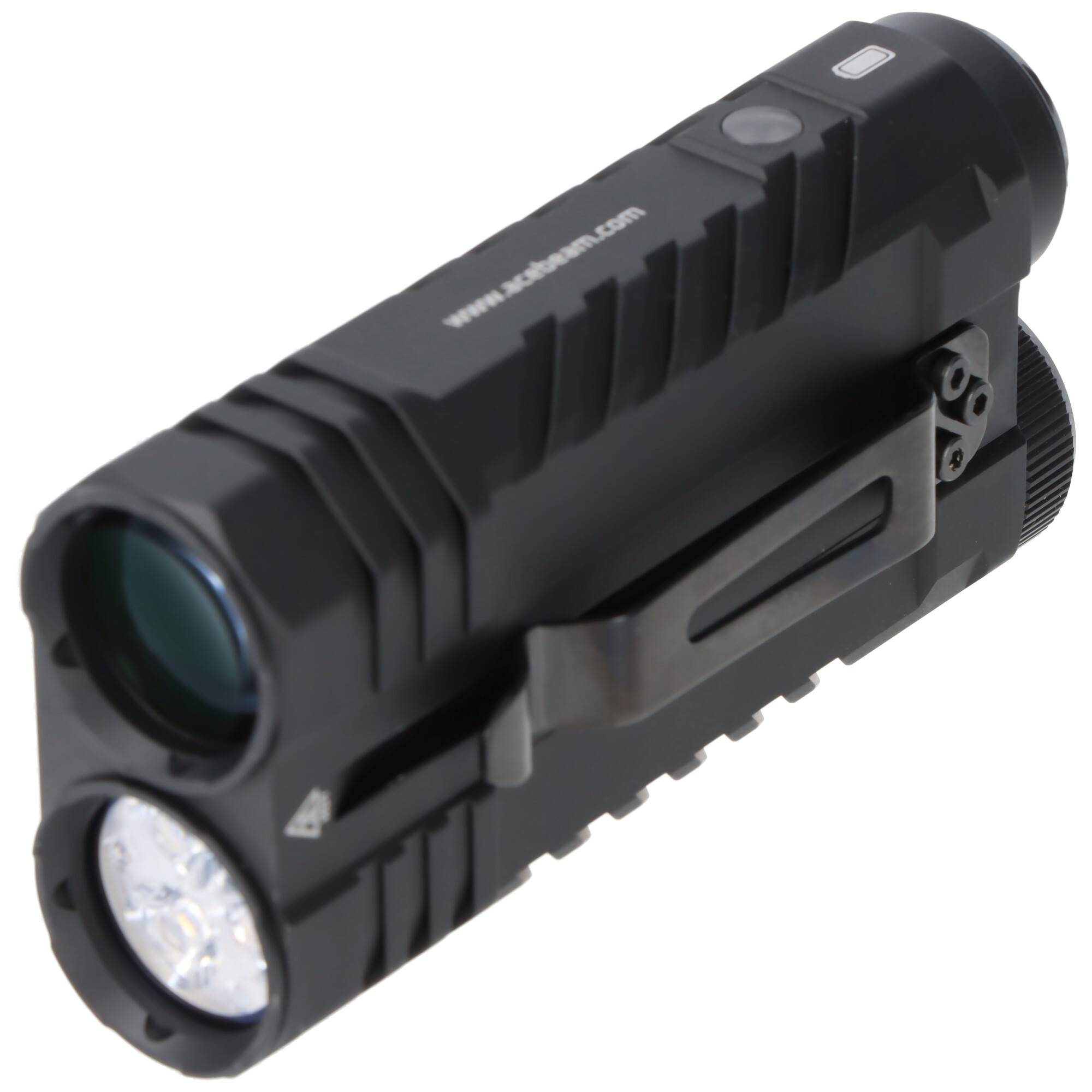 AceBeam Terminator M2 LED-Taschenlampe mit 2.000 Lumen, mit Spot-, Flut-, und AUX-Licht, schwarz