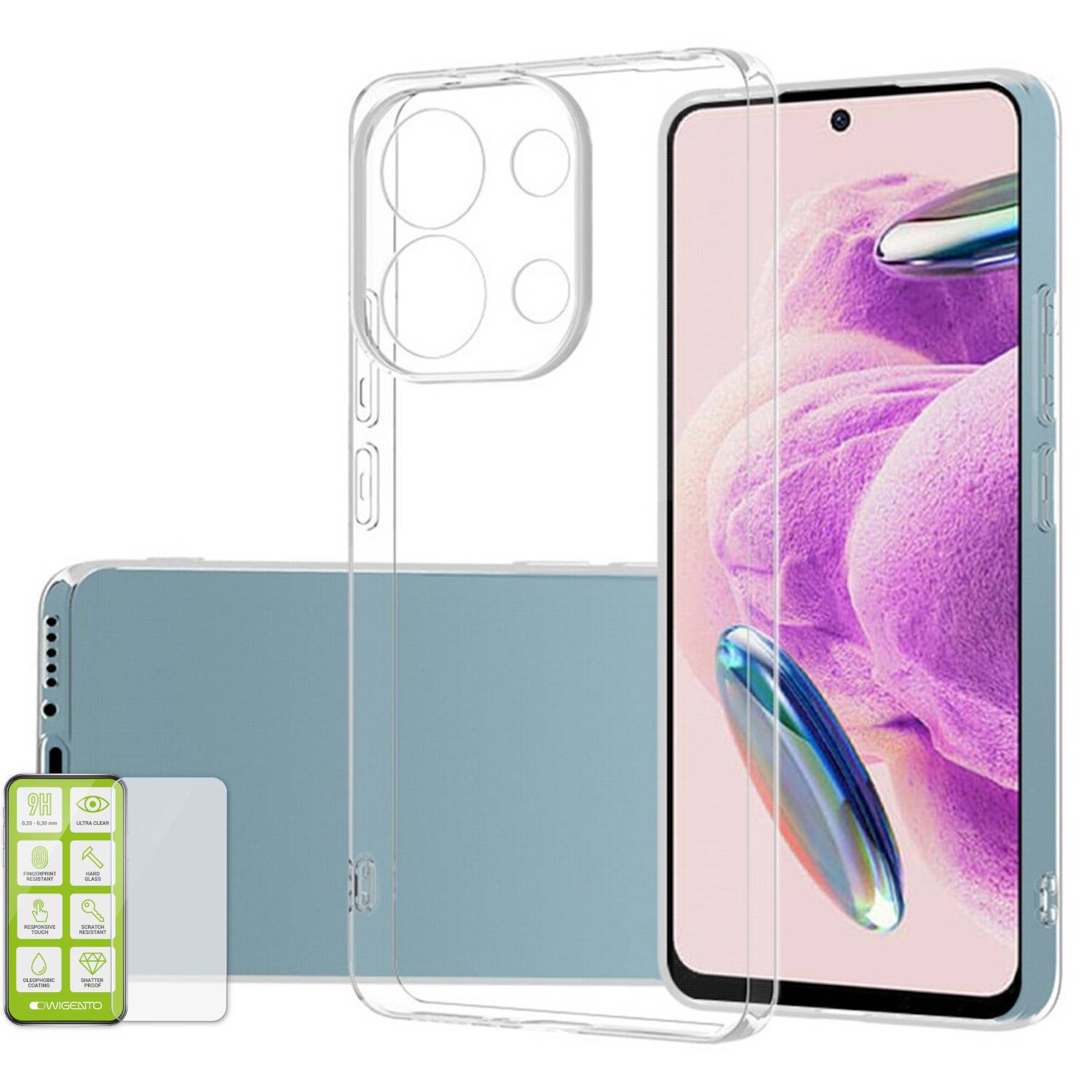 Für Xiaomi Poco M6 Pro 4G Redmi Note 13 Pro 4G Silikon TPU Case + Glas