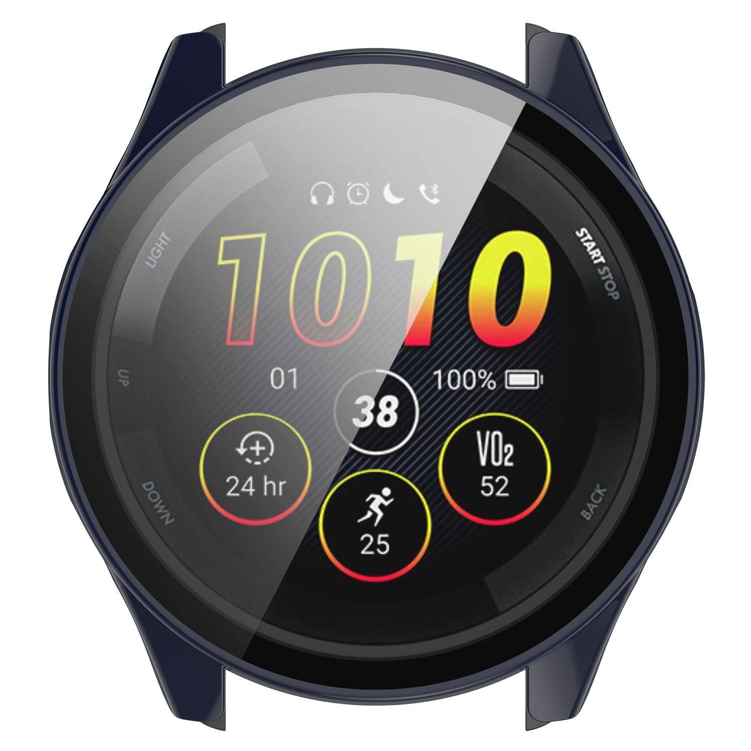 Für Garmin Forerunner 165 / 165 Music Kunststoff Smart Watch Hülle + H9 Schutz Hart Glas Blau