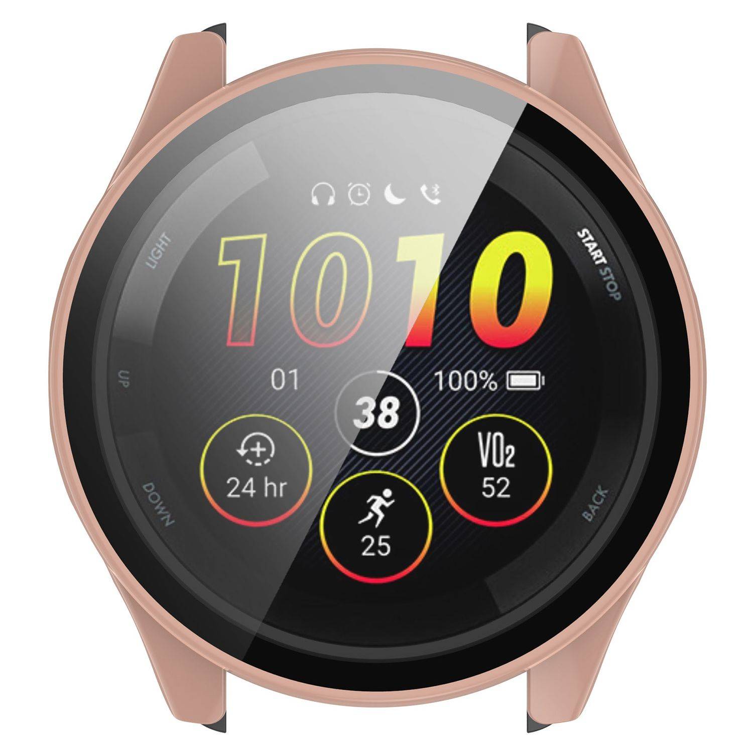 Für Garmin Forerunner 165 / 165 Music Kunststoff Smart Watch Hülle + H9 Schutz Hart Glas Pink