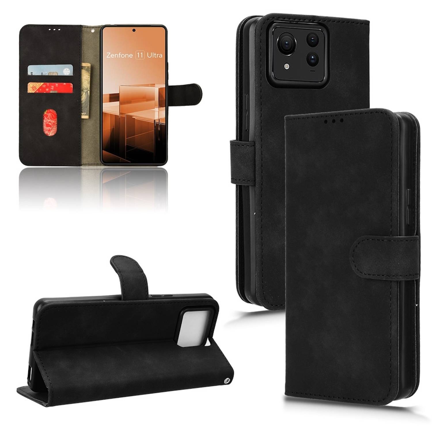 Für Asus Zenfone 11 Ultra Kunstleder Skin Feel Book Wallet Tasche